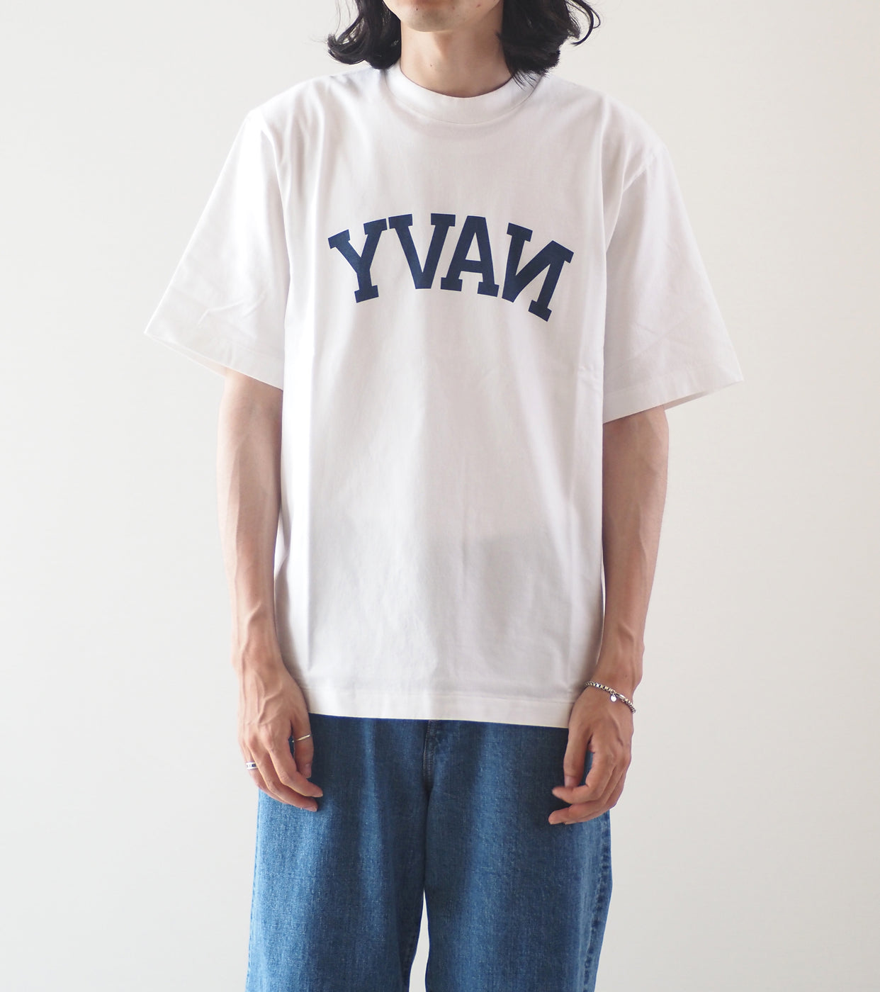 blurhms ROOT STOCK Navyblue Printed Tee shirt Standard , White