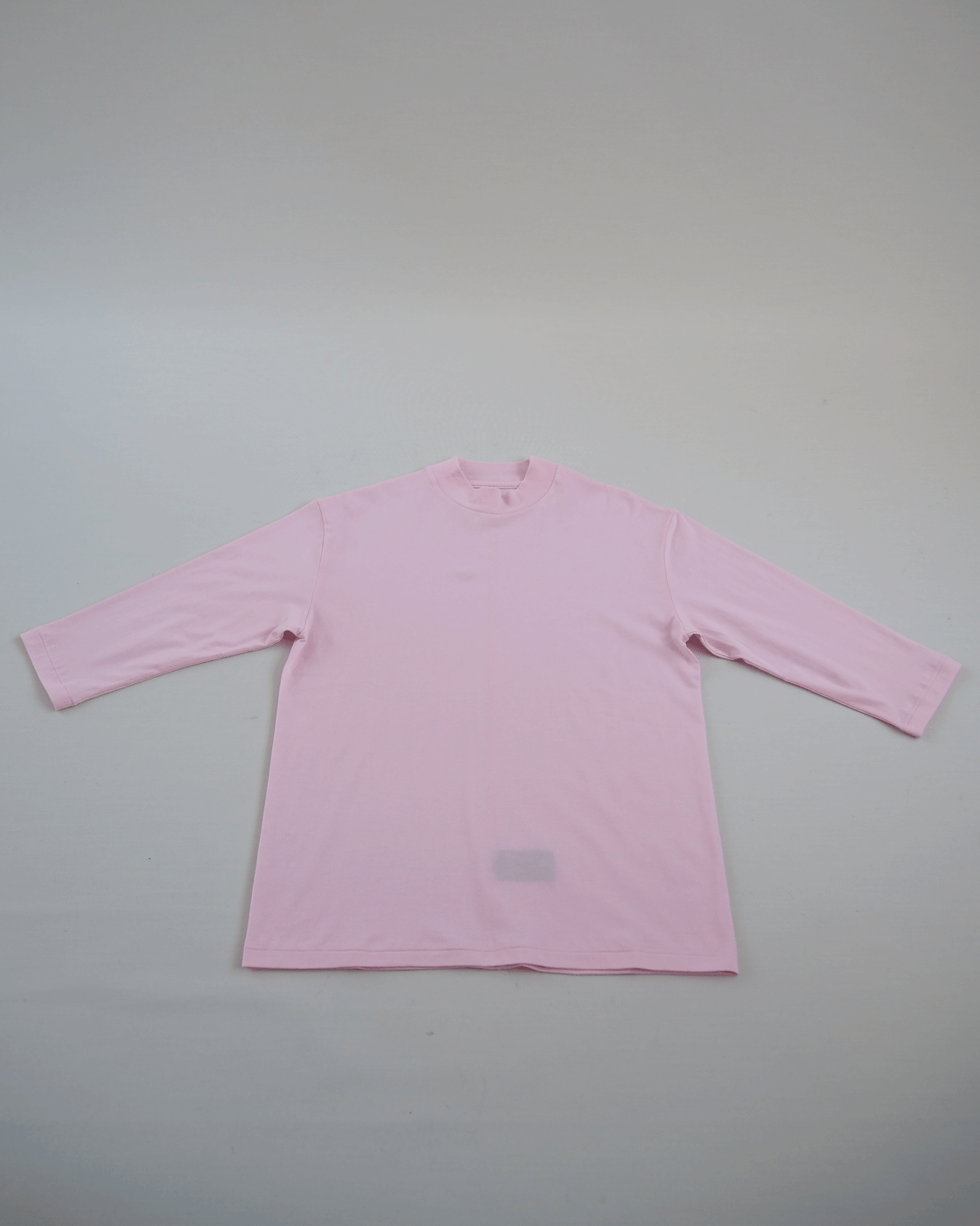 Mock Neck 3/4 Sleeve Tee,Candy Pink
