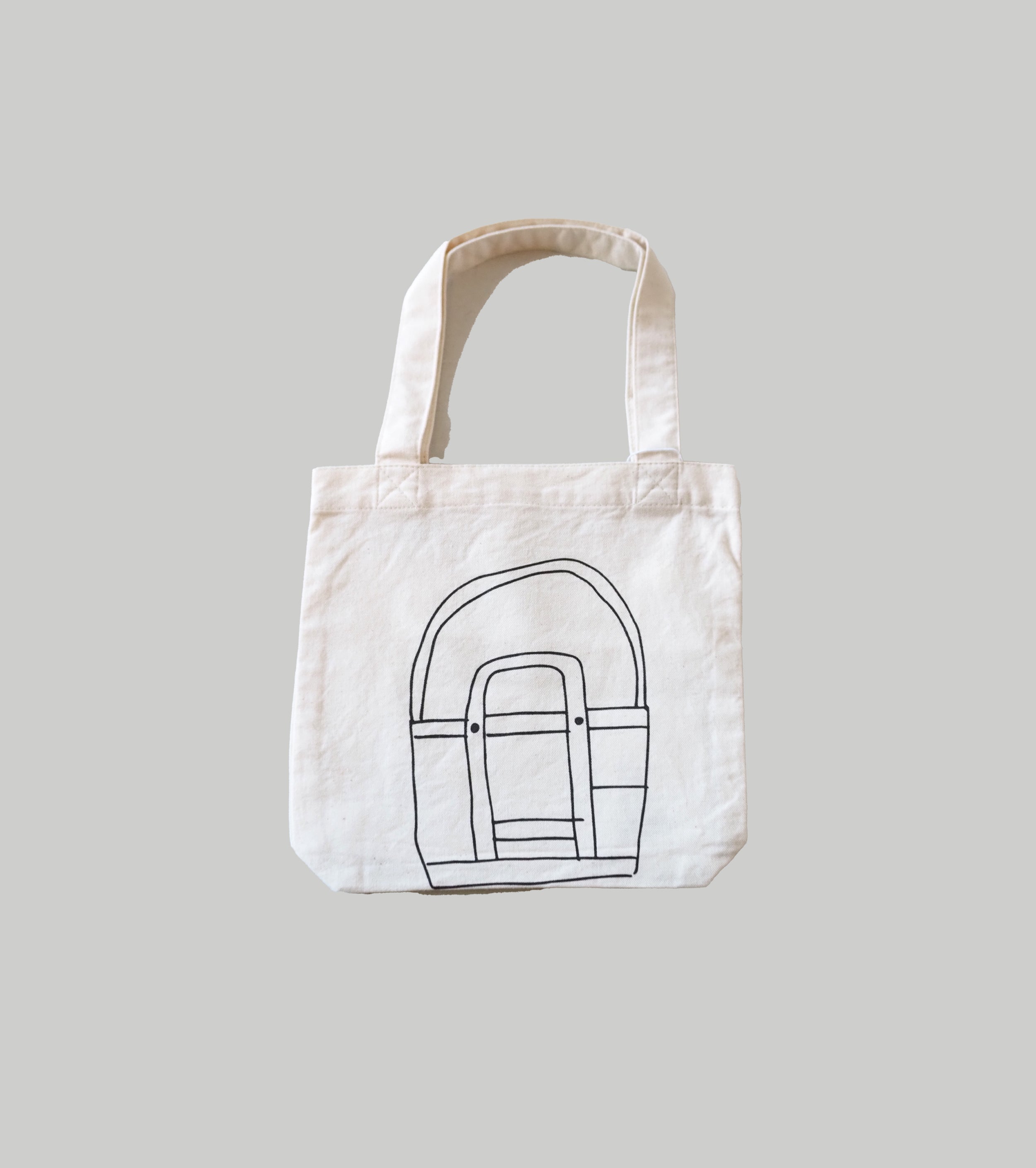 YAECA プリントバッグ S (TOOL BAG) , Natural – Navyblue