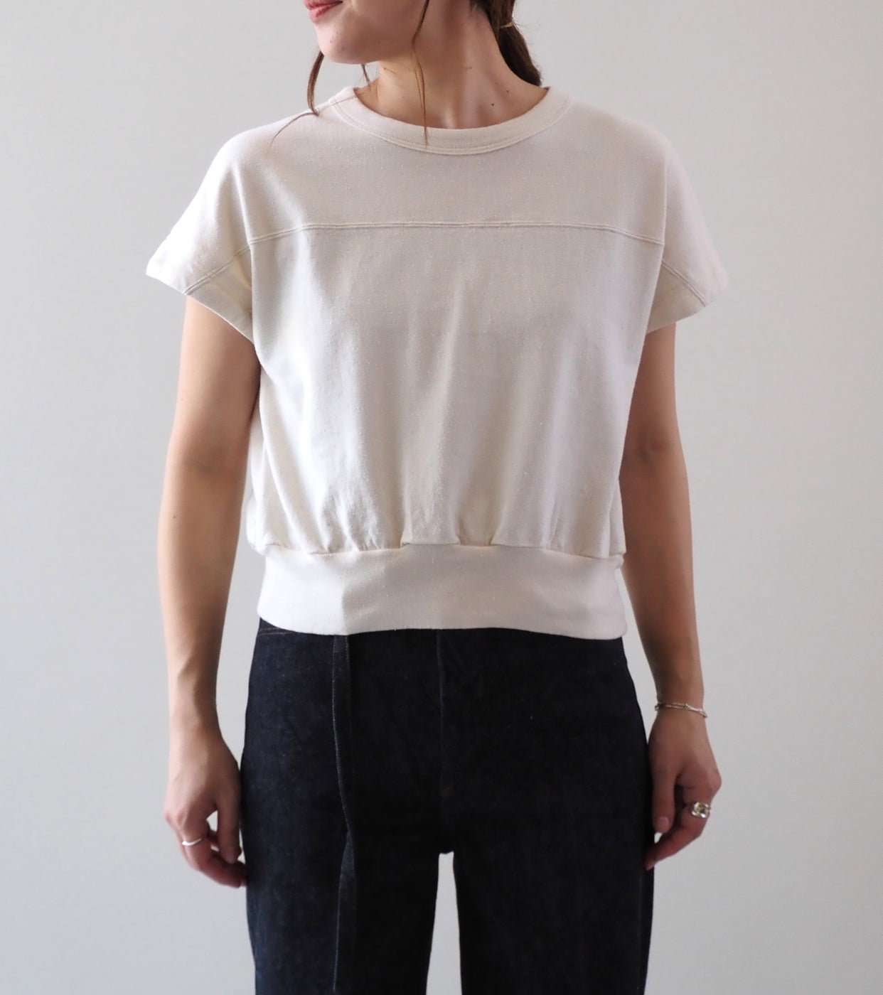 blurhms Cotton Silk Nep Hem-Rib Football Sleeveless , Ivory
