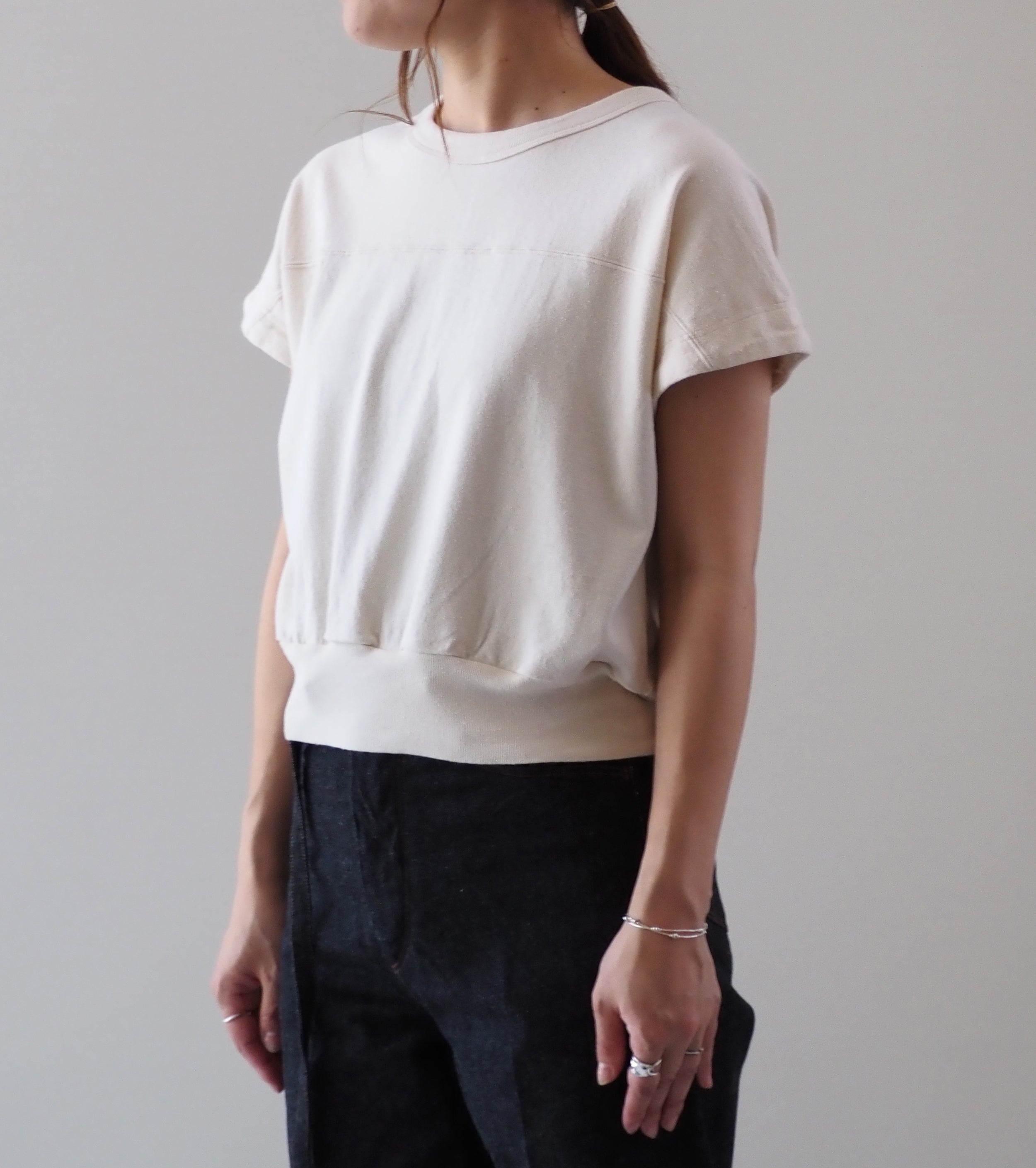 blurhms Cotton Silk Nep Hem-Rib Football Sleeveless , Ivory