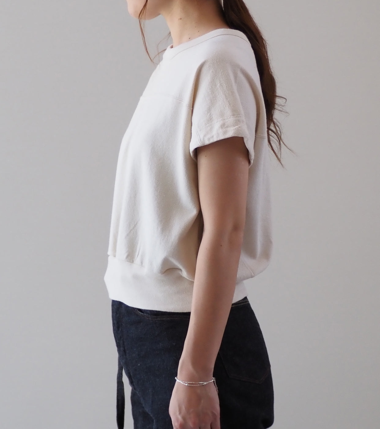 blurhms Cotton Silk Nep Hem-Rib Football Sleeveless , Ivory