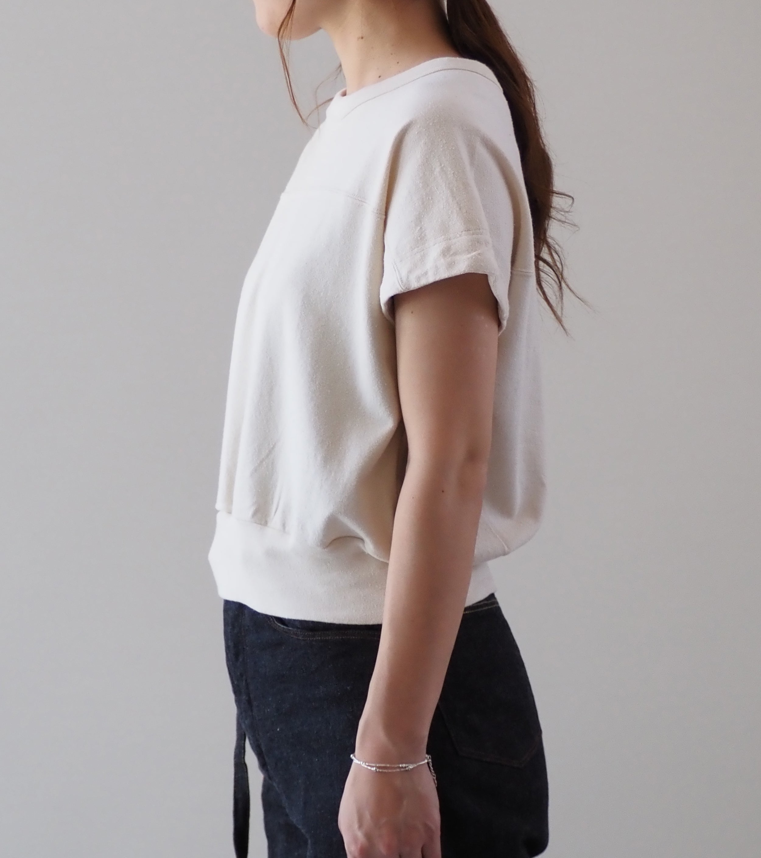 blurhms Cotton Silk Nep Hem-Rib Football Sleeveless , Ivory