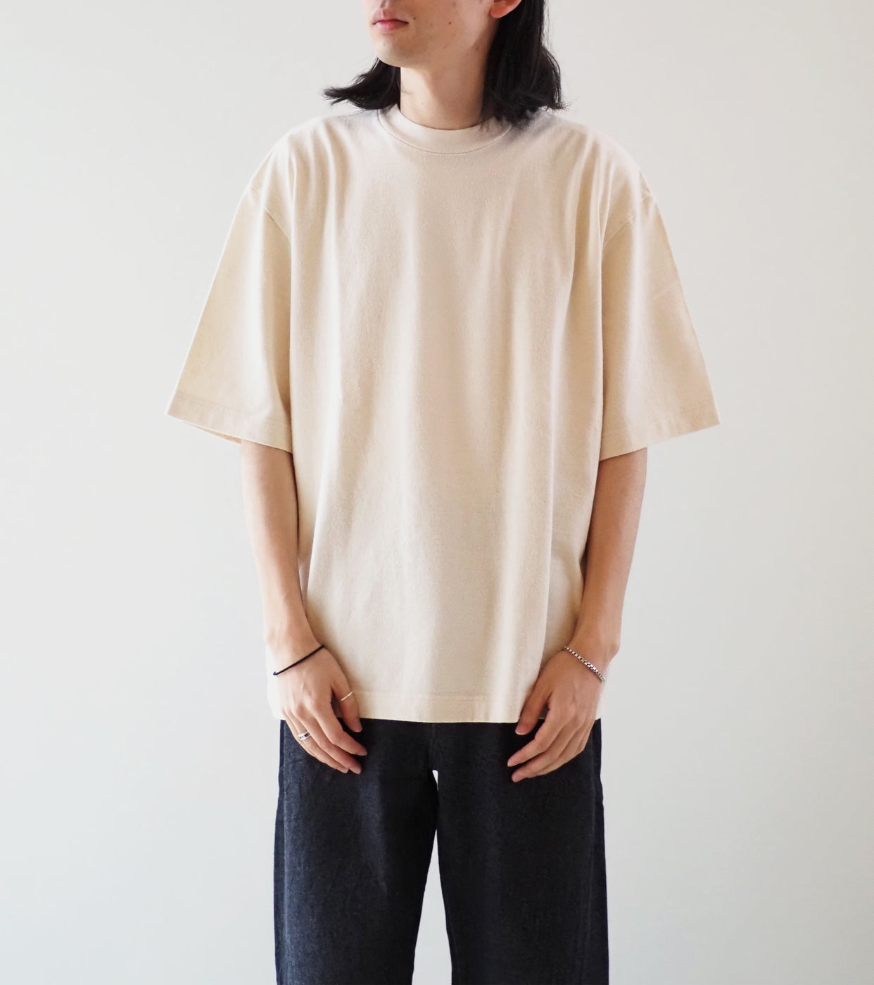 blurhms Cotton Silk Nep Plain Tee Shirt , Ivory