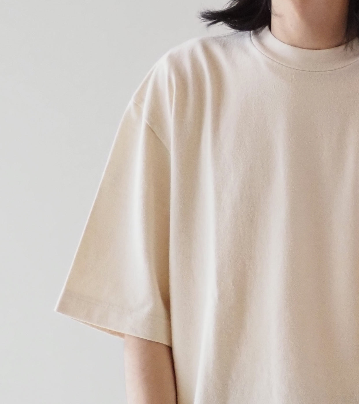 blurhms Cotton Silk Nep Plain Tee Shirt , Ivory