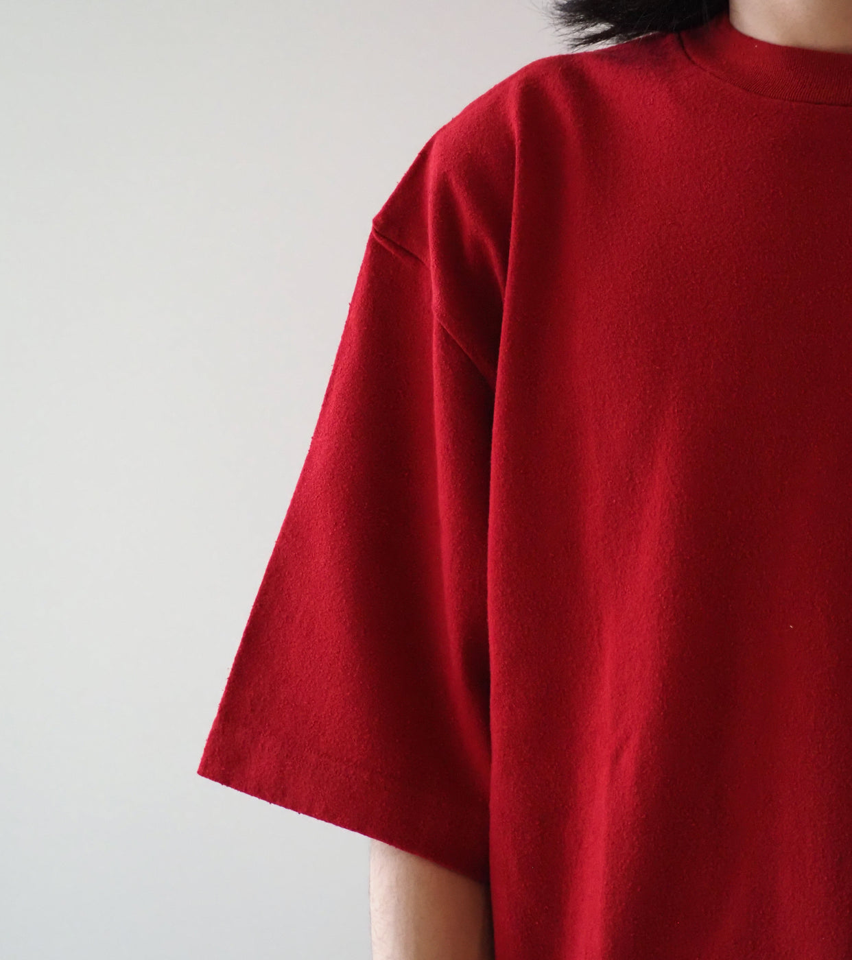 blurhms Cotton Silk Nep Plain Tee Shirt , Dark Red