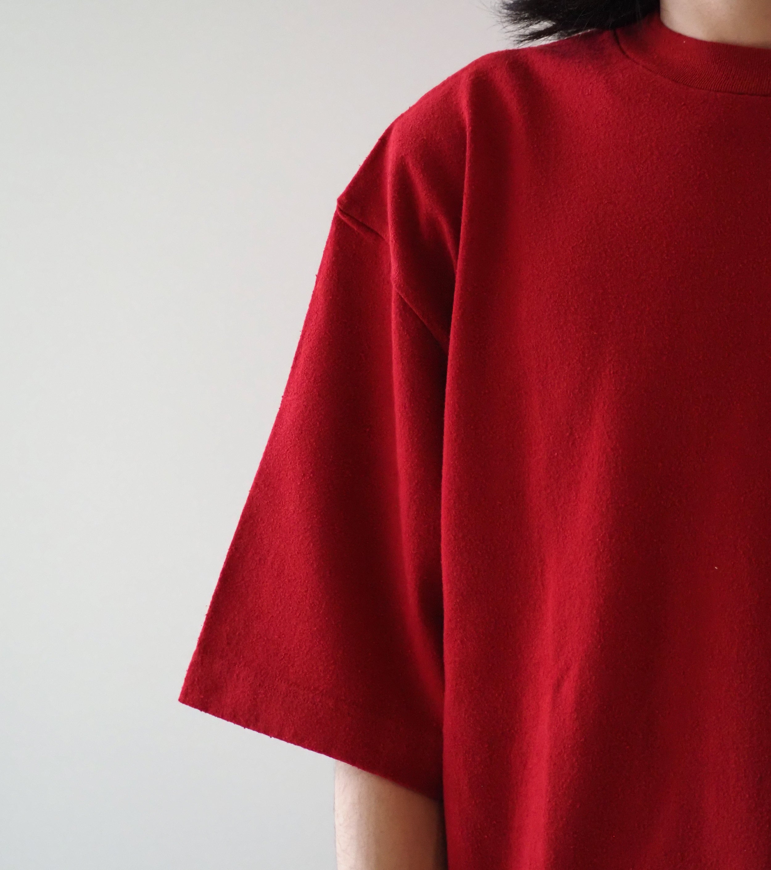 blurhms Cotton Silk Nep Plain Tee Shirt , Dark Red
