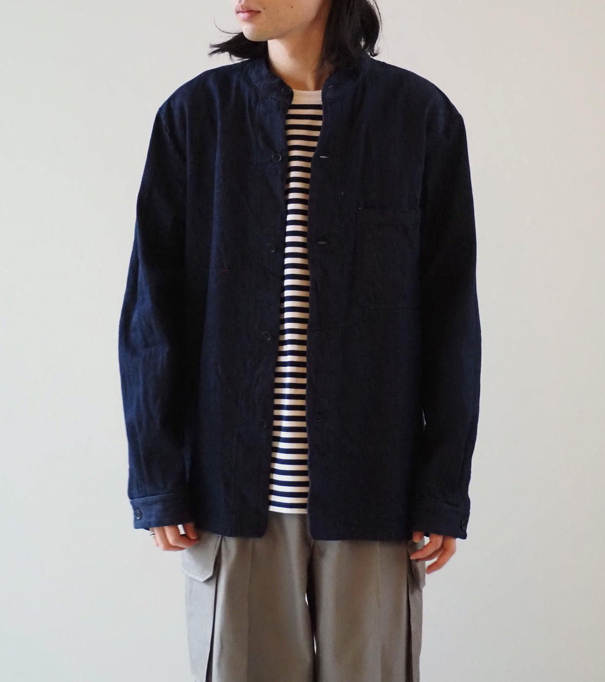 YAECA CANVAS DESIGN Stand Collar Denim Jacket, Twill