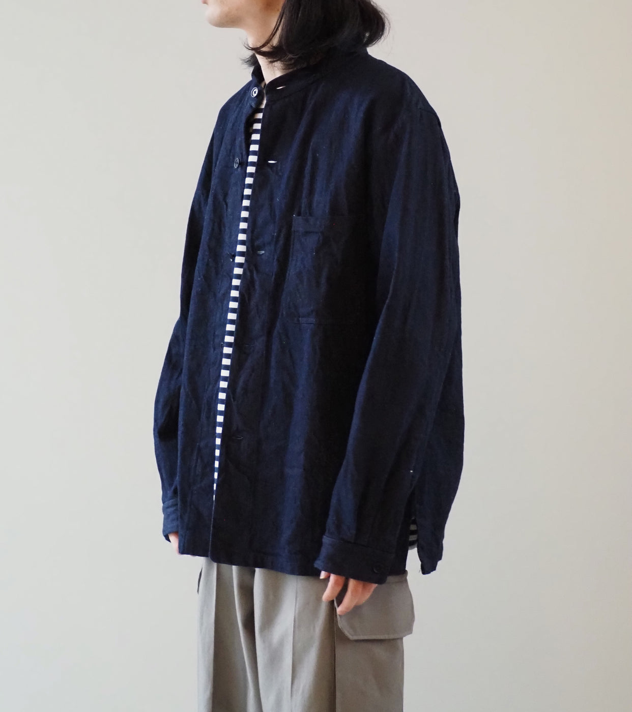 YAECA CANVAS DESIGN Stand Collar Denim Jacket, Twill