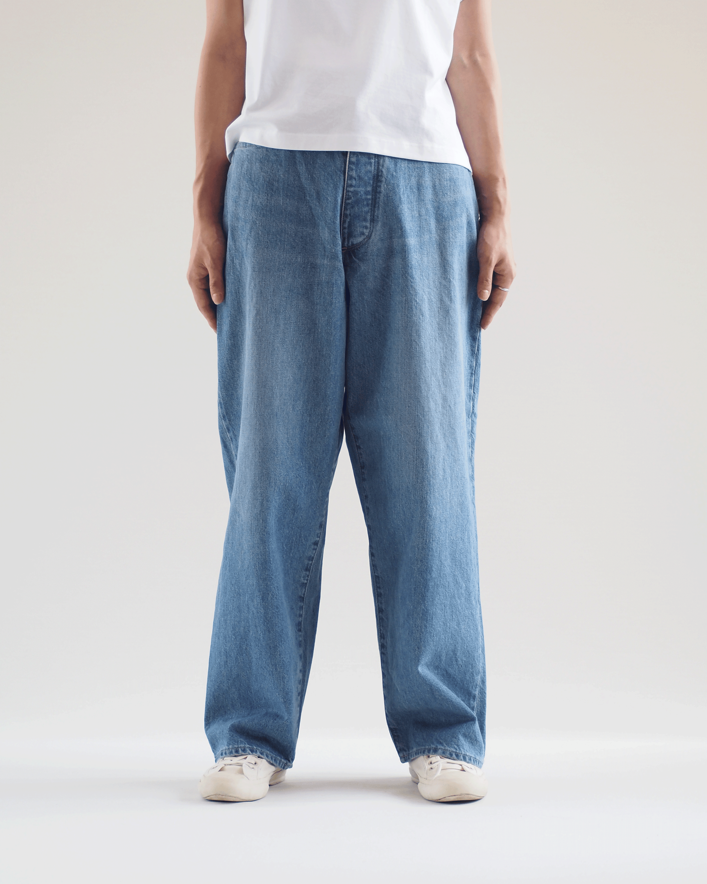 13.5 oz Selvage Denim Pants Wide,Used Indigo