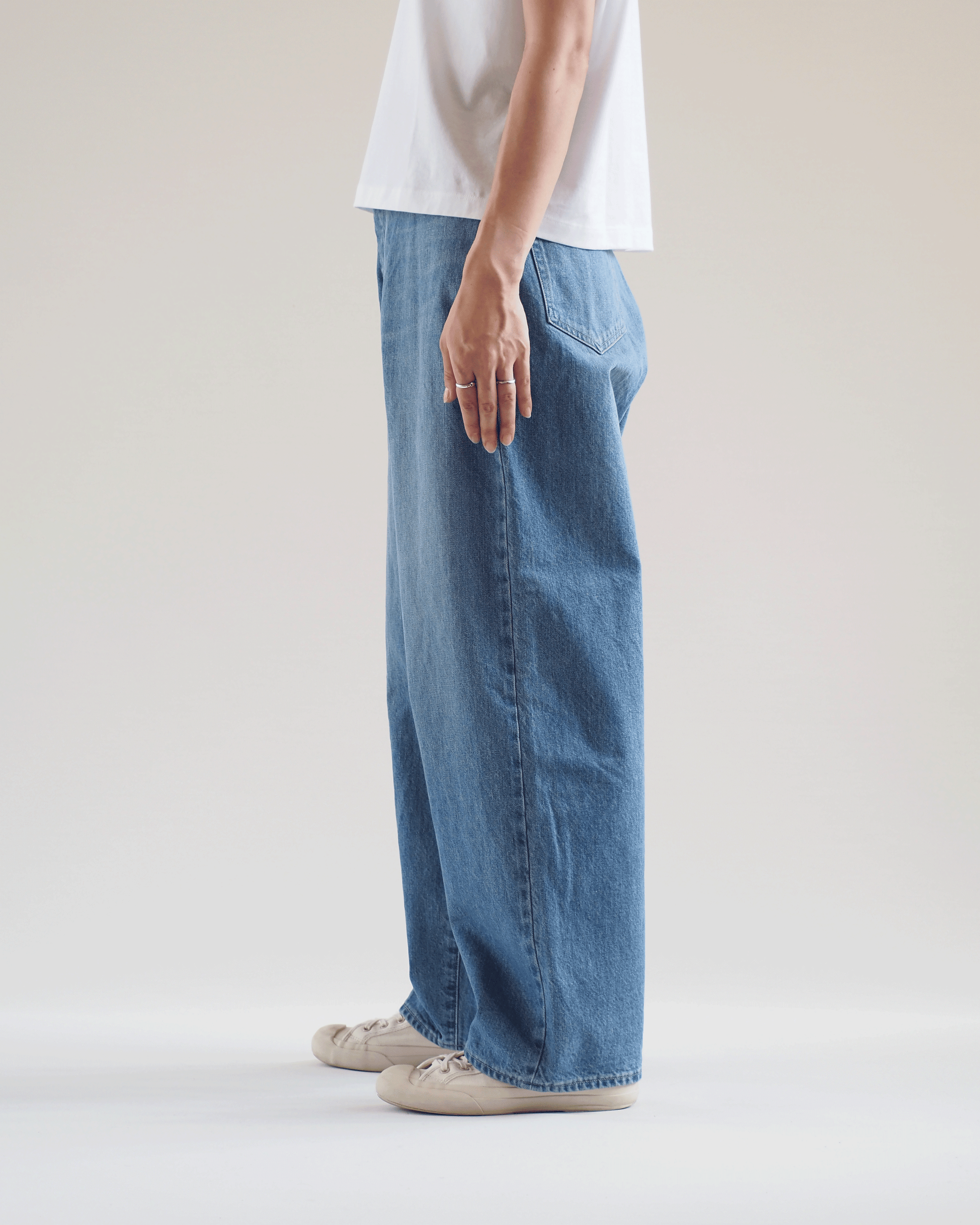 13.5 oz Selvage Denim Pants Wide,Used Indigo