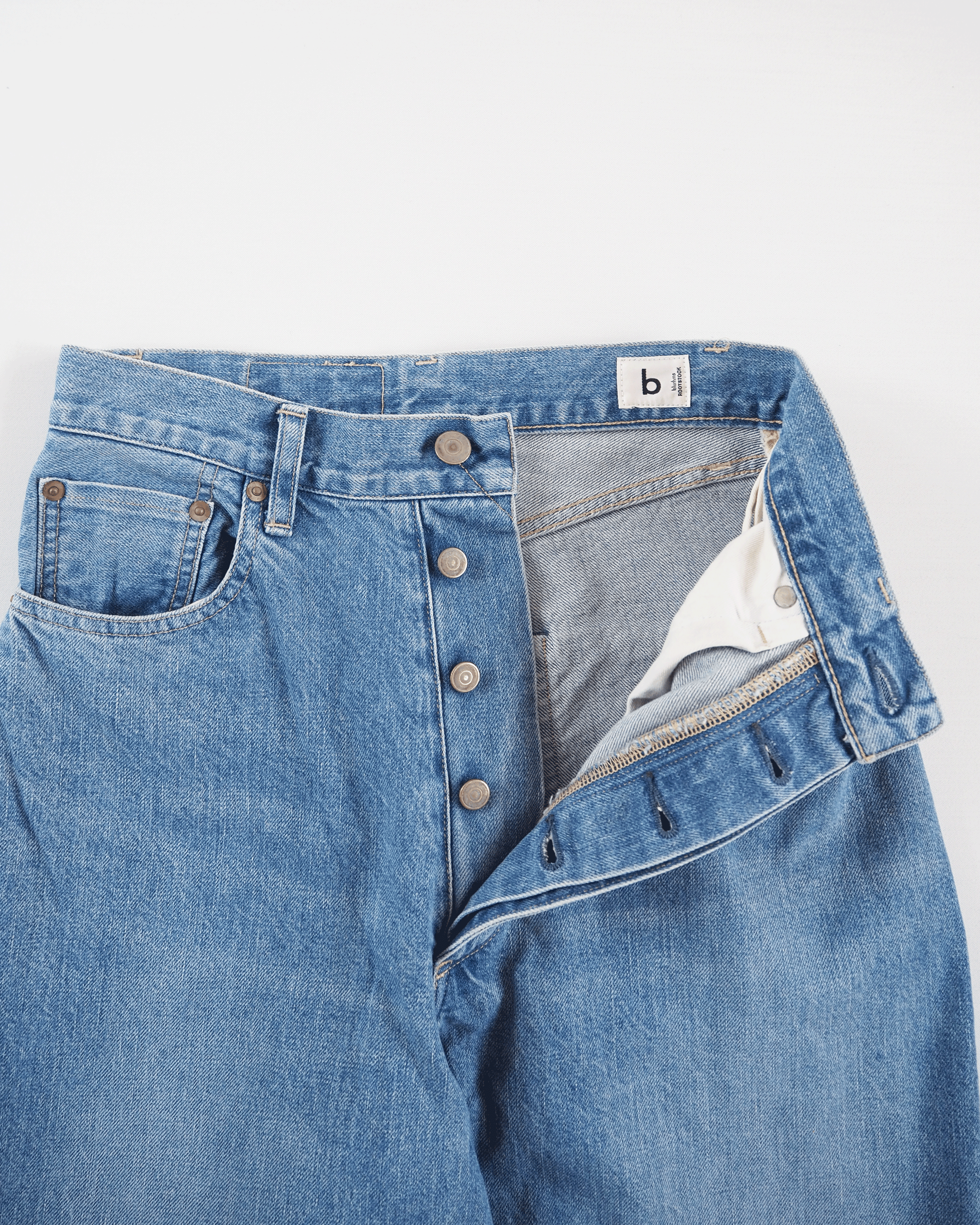 13.5 oz Selvage Denim Pants Wide,Used Indigo