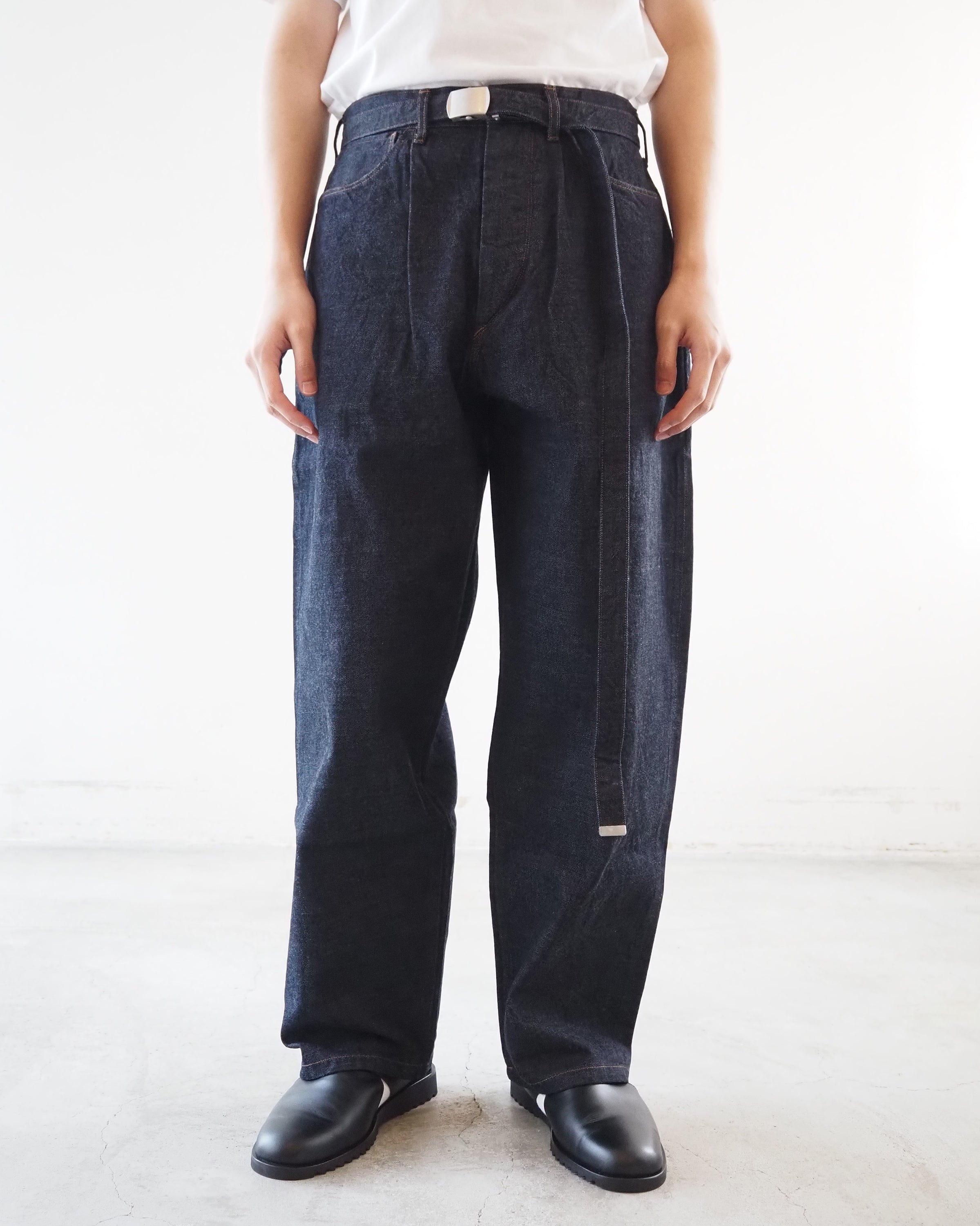 12.9oz Selvage Denim GI-belt Pants, Indigo