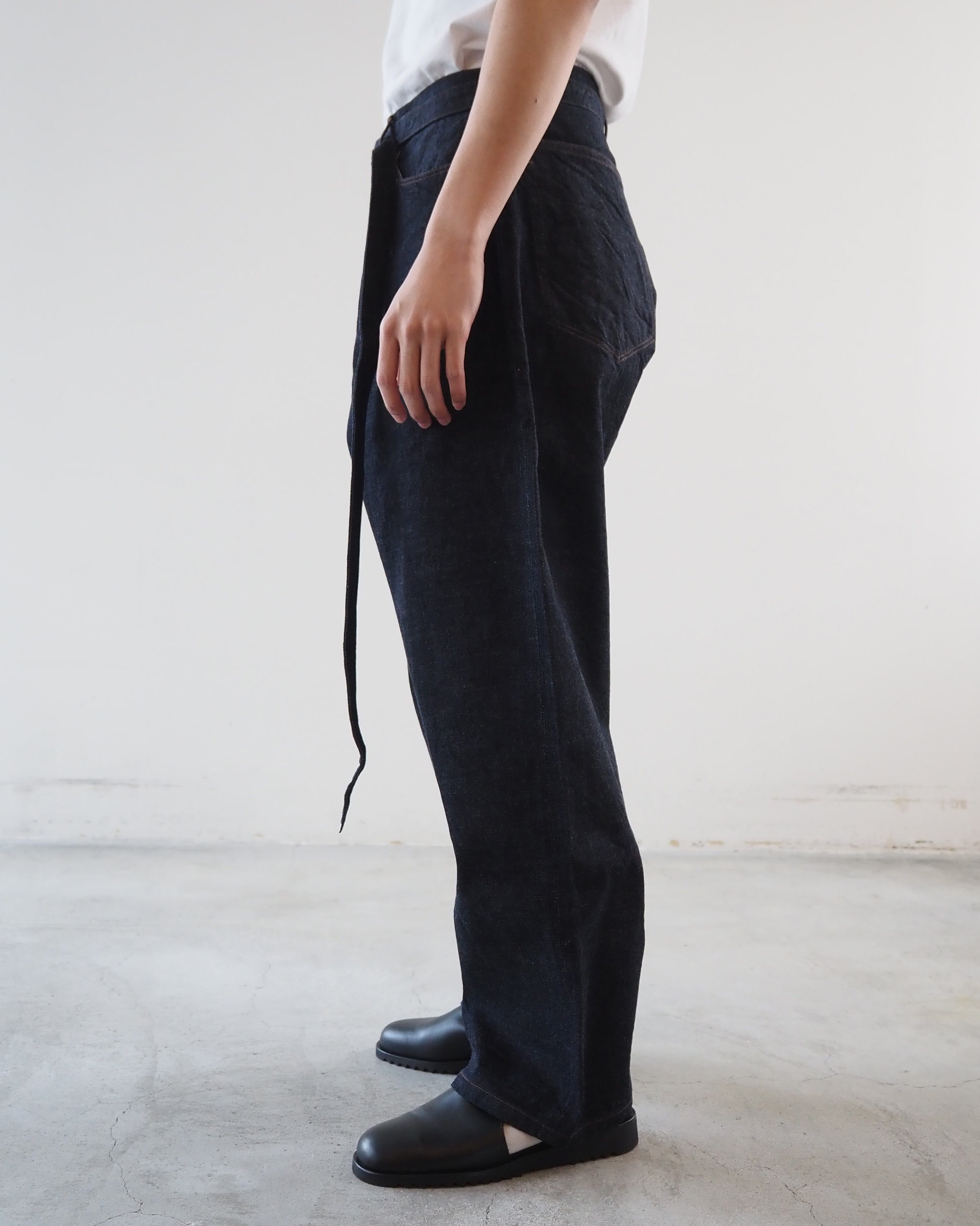 12.9oz Selvage Denim GI-belt Pants, Indigo