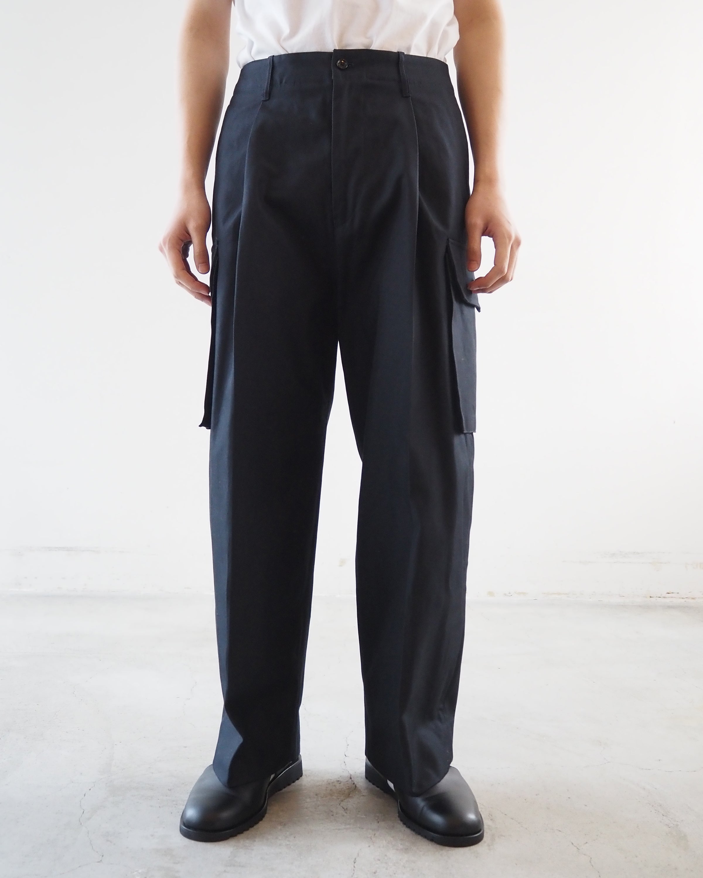 Drill Chambray Super Wide 6P Slacks, Carbon Navy