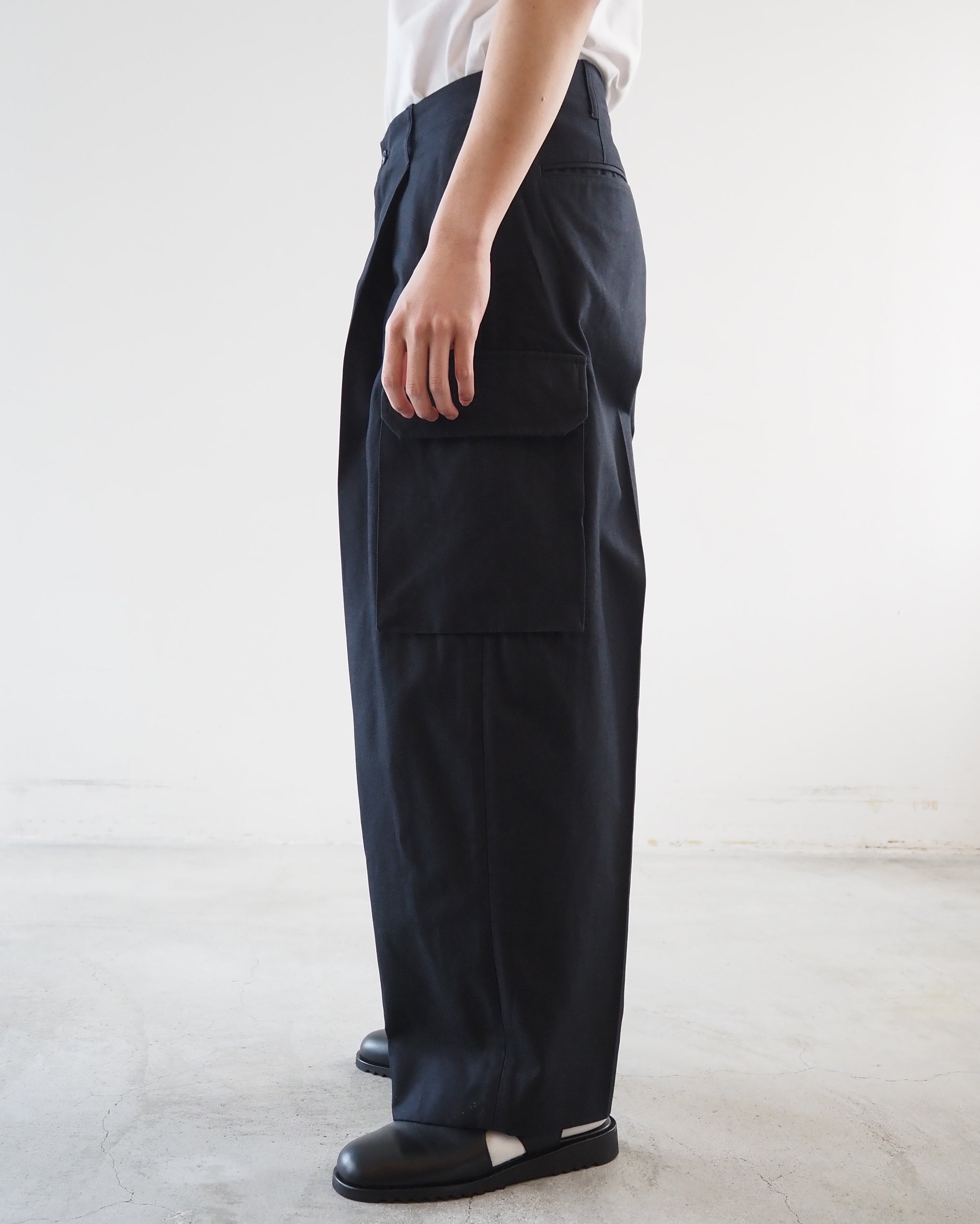 Drill Chambray Super Wide 6P Slacks, Carbon Navy