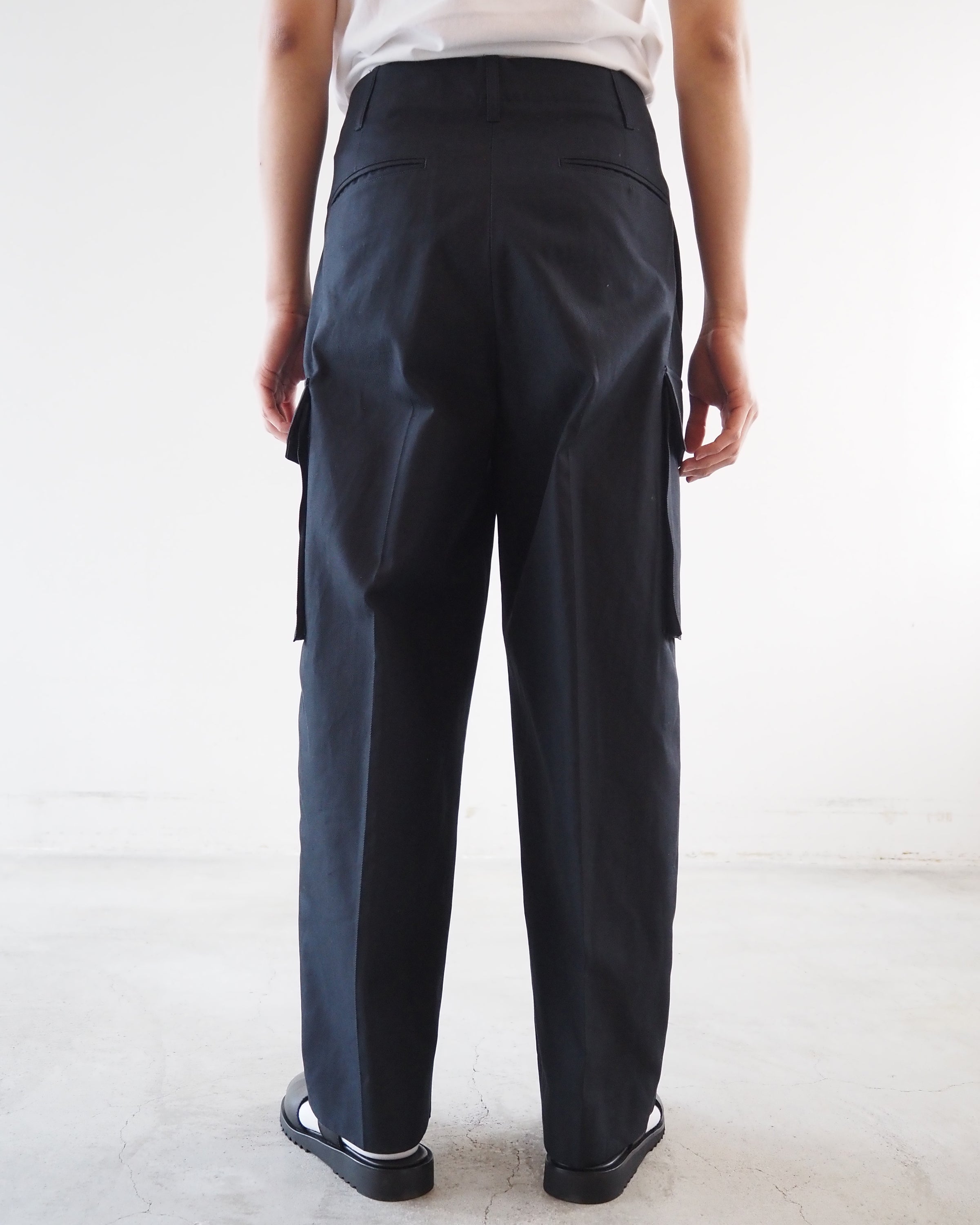 Drill Chambray Super Wide 6P Slacks, Carbon Navy