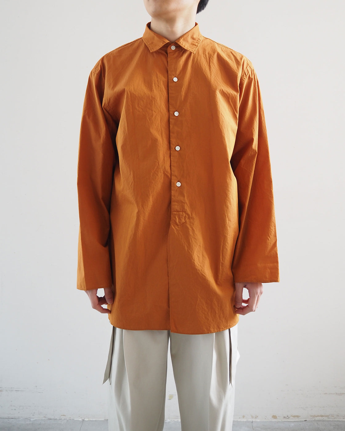 Chambray Cuffless Shirt, Terracotta