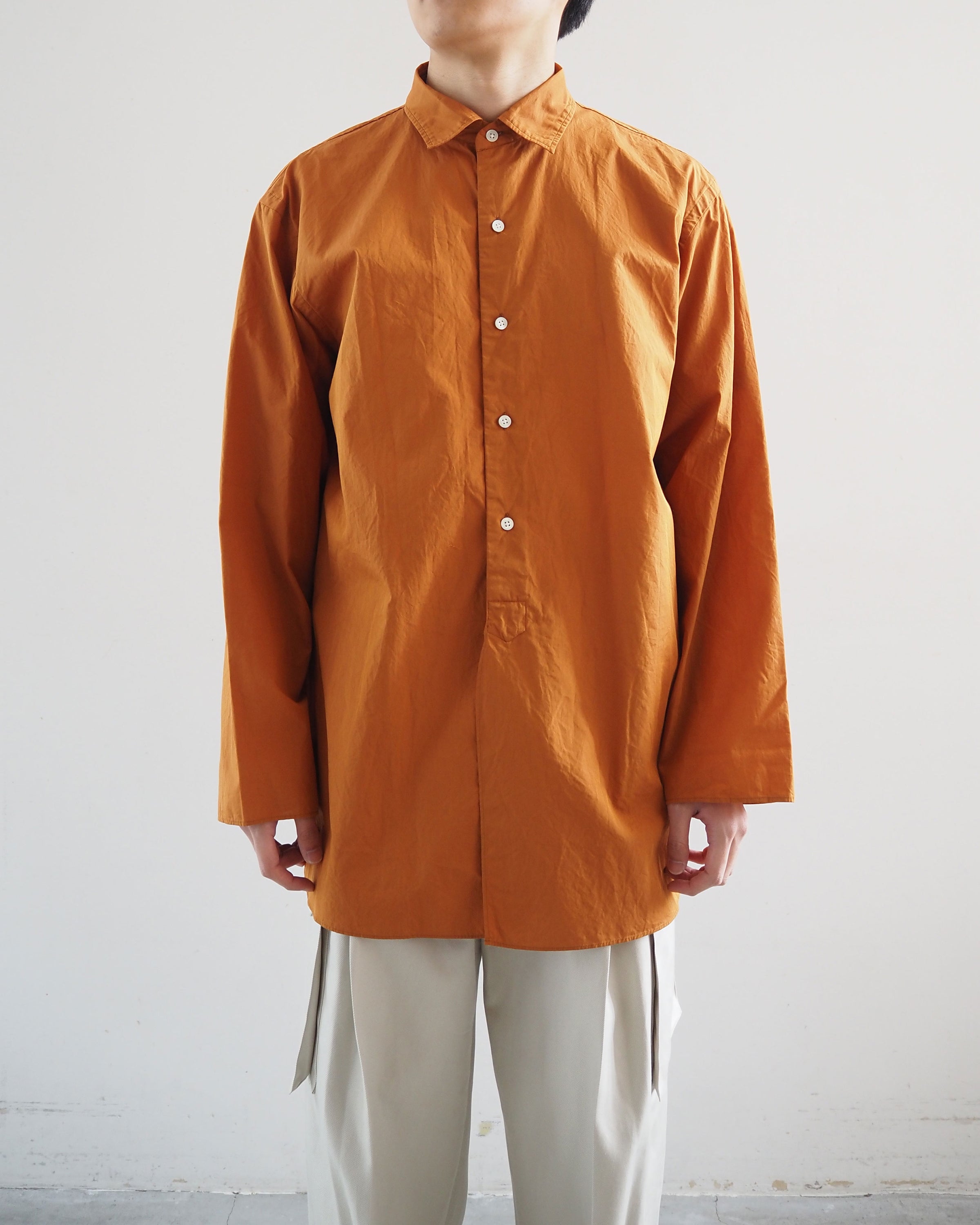 Chambray Cuffless Shirt, Terracotta