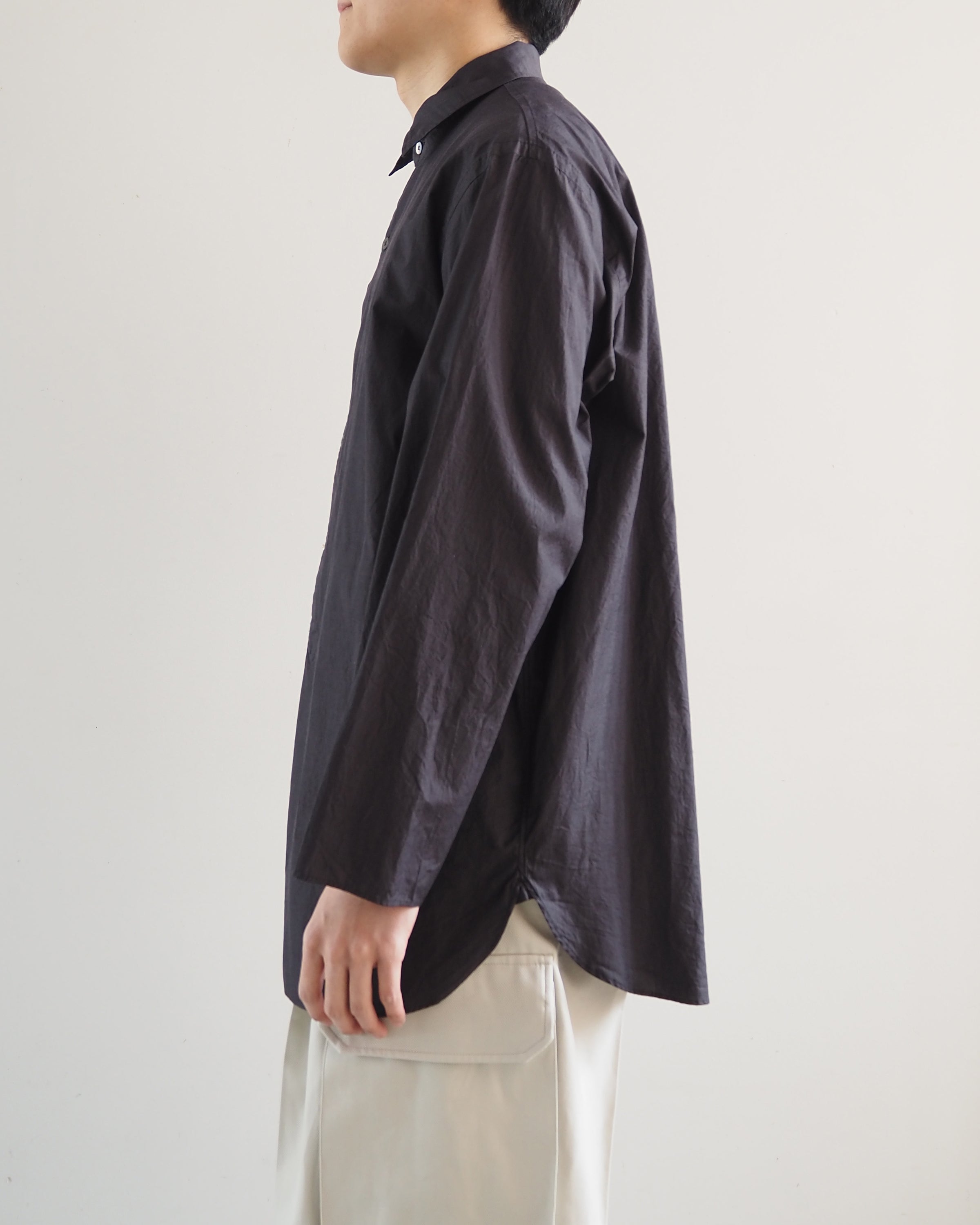 Chambray Cuffless Shirt, Charcoal
