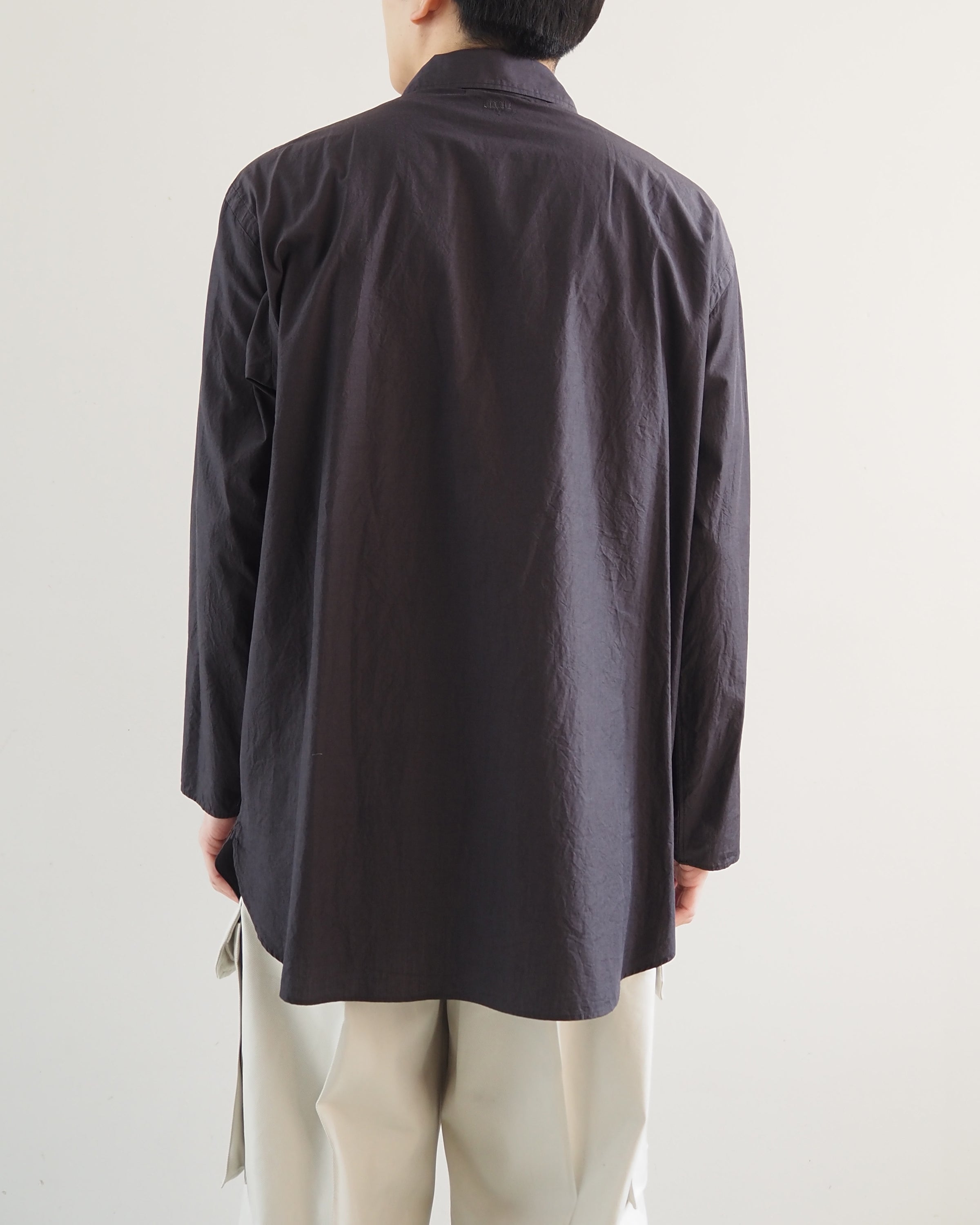 Chambray Cuffless Shirt, Charcoal