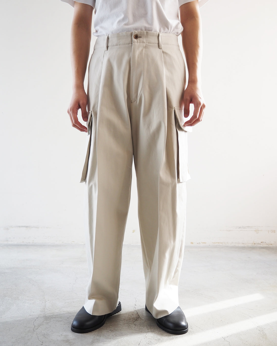 Drill Chambray Super Wide 6P Slacks, Orchid White