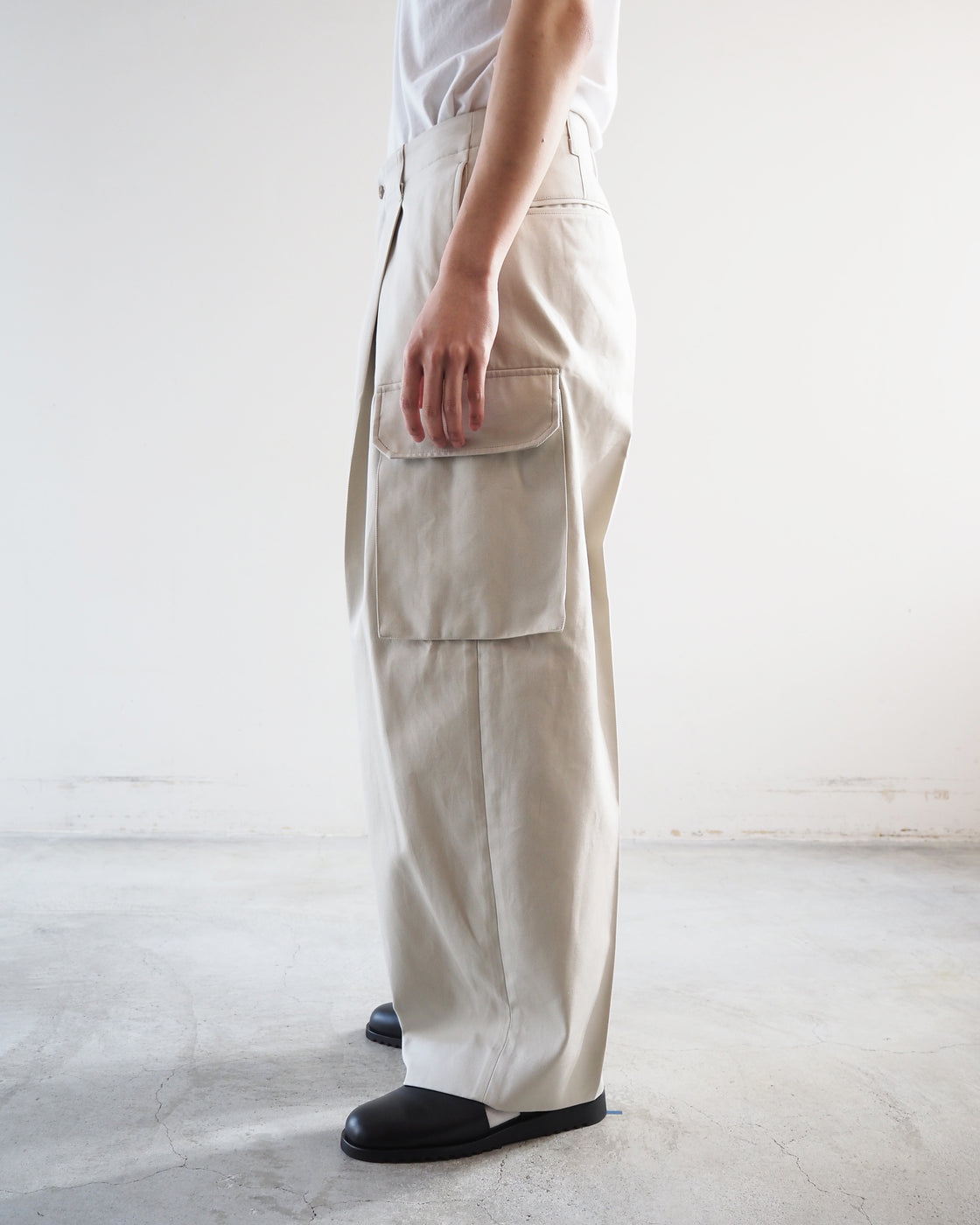 Drill Chambray Super Wide 6P Slacks, Orchid White
