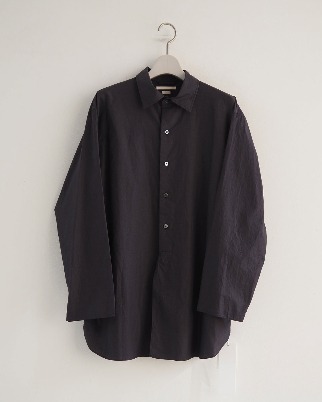 Chambray Cuffless Shirt, Charcoal