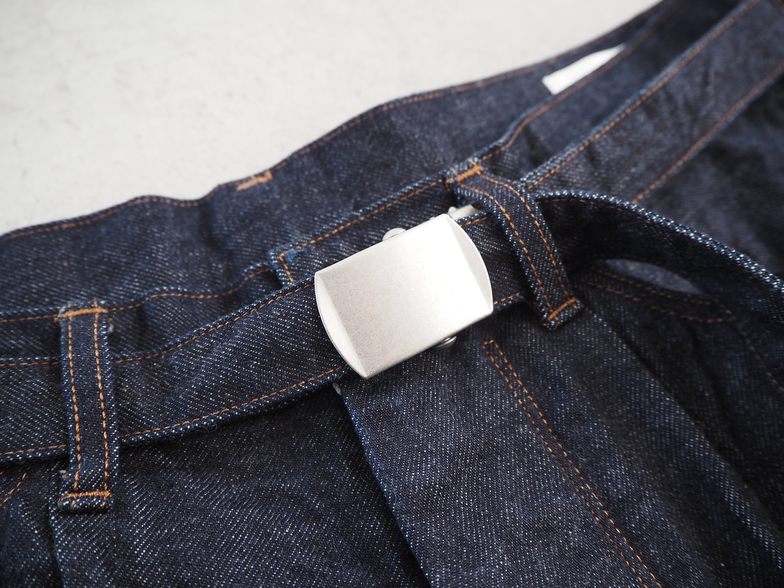 12.9oz Selvage Denim GI-belt Pants, Indigo