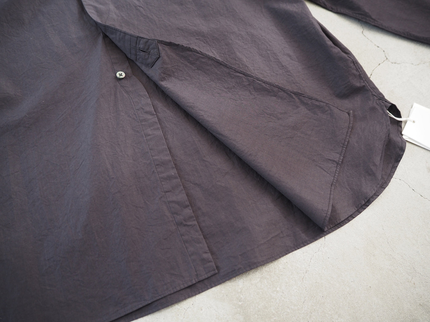 Chambray Cuffless Shirt, Charcoal