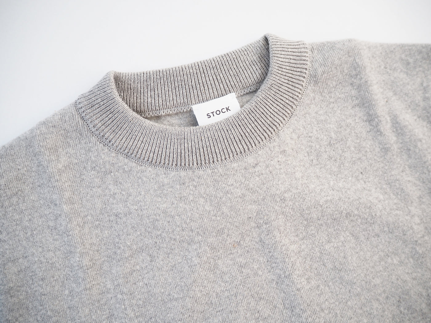 Cotton rib crew neck compact short sleeve, Gray