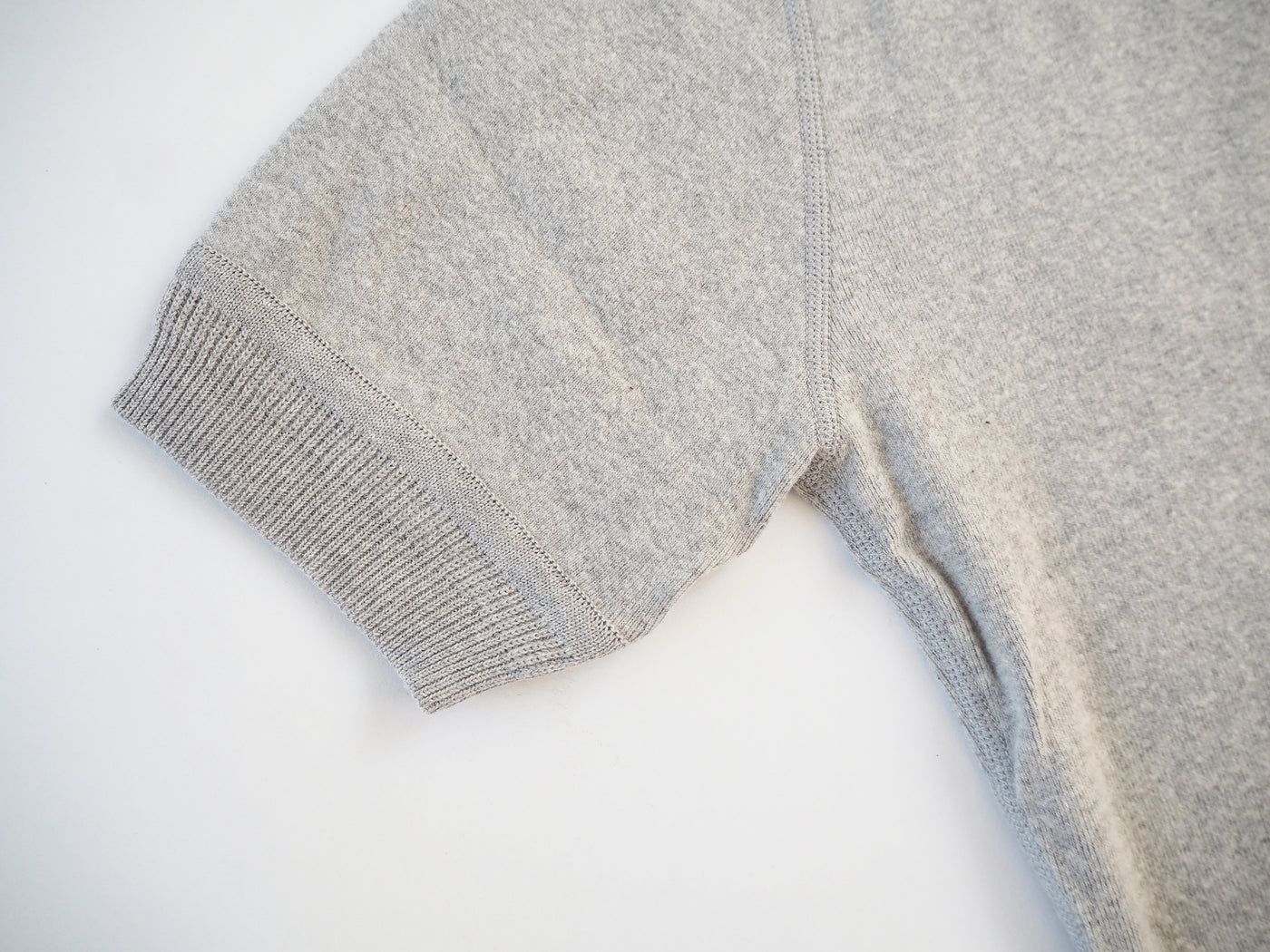 Cotton rib crew neck compact short sleeve, Gray