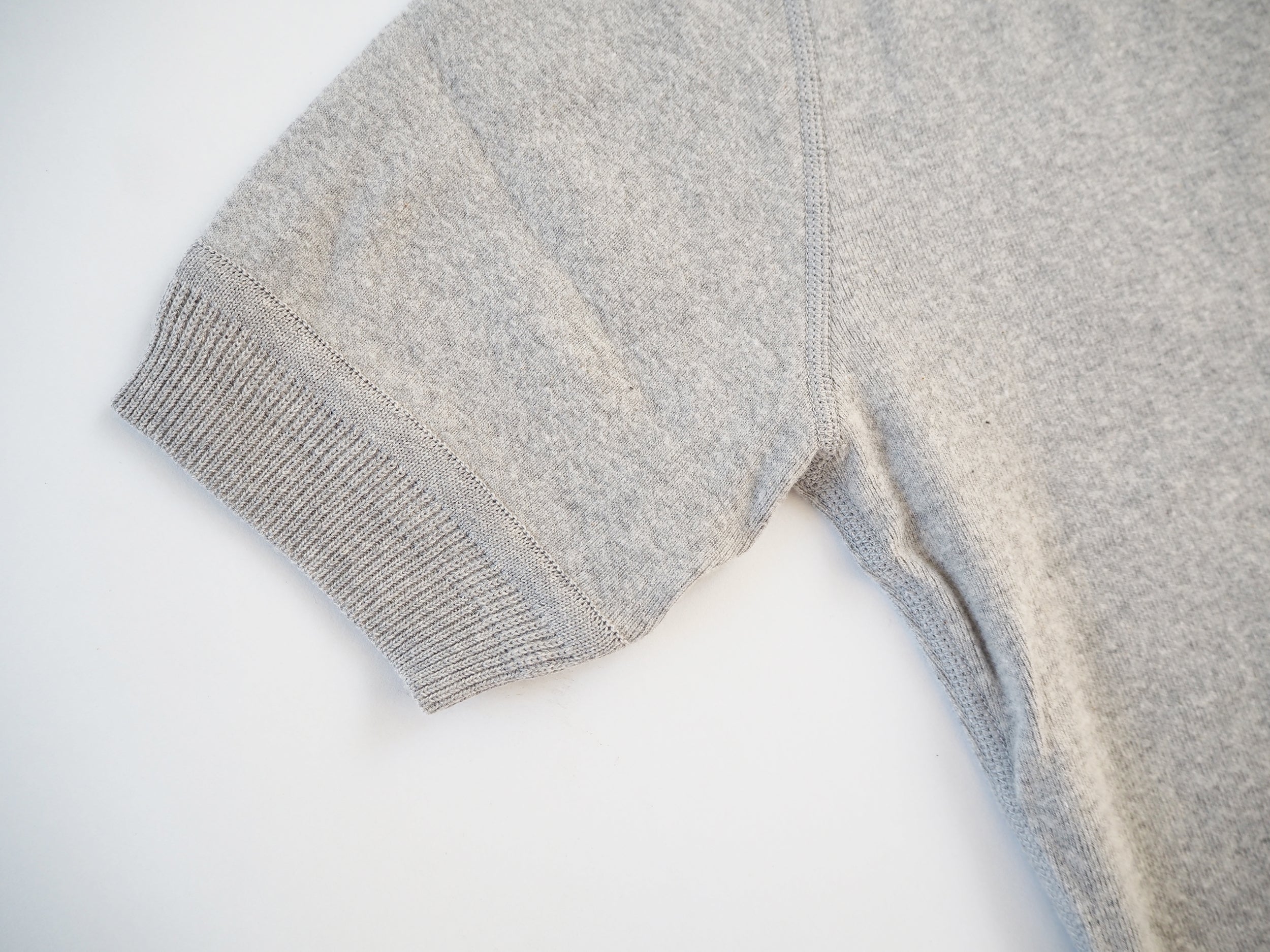 Cotton rib crew neck compact short sleeve, Gray