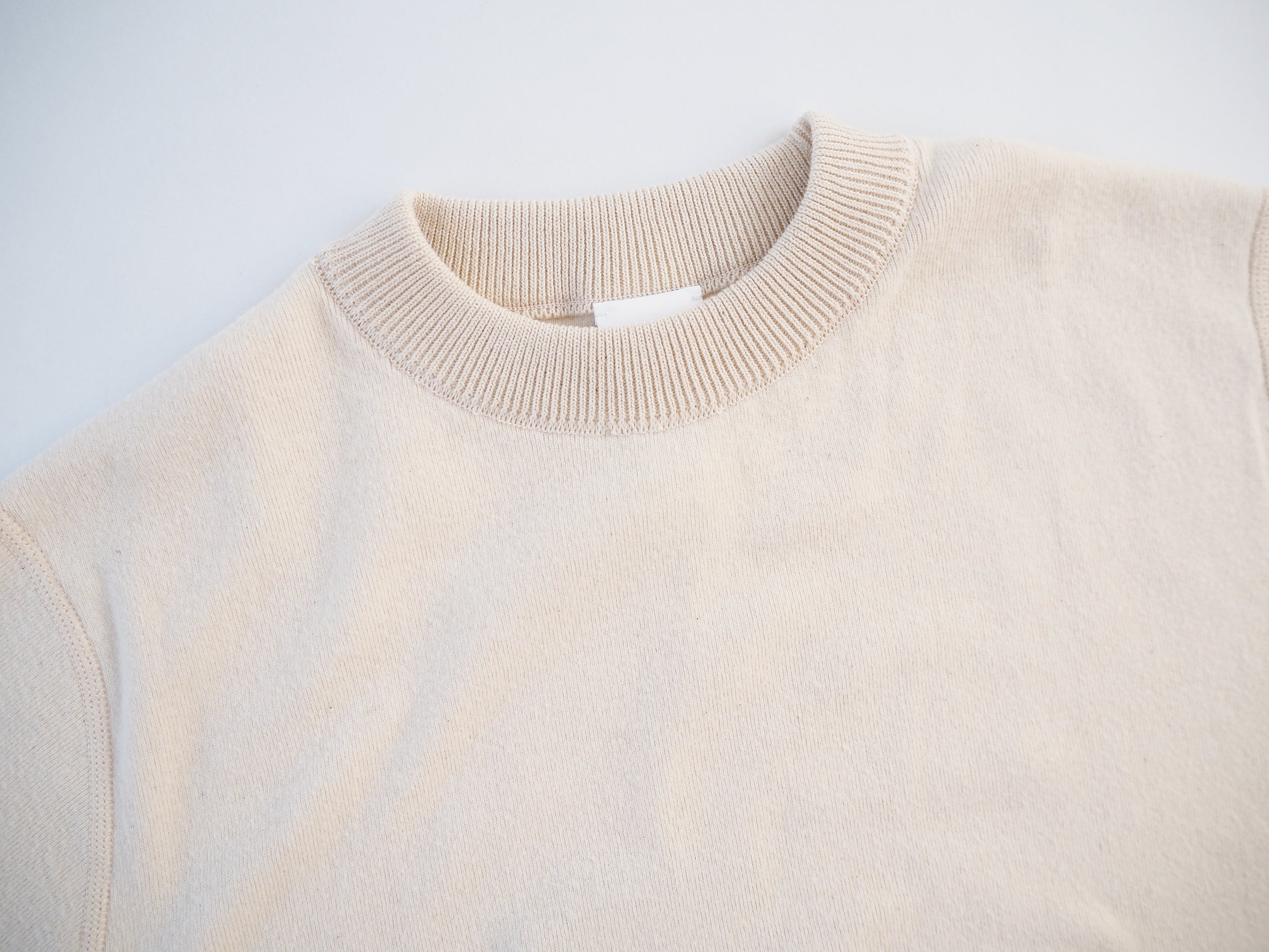 Cotton rib crew neck compact short sleeve, Natural