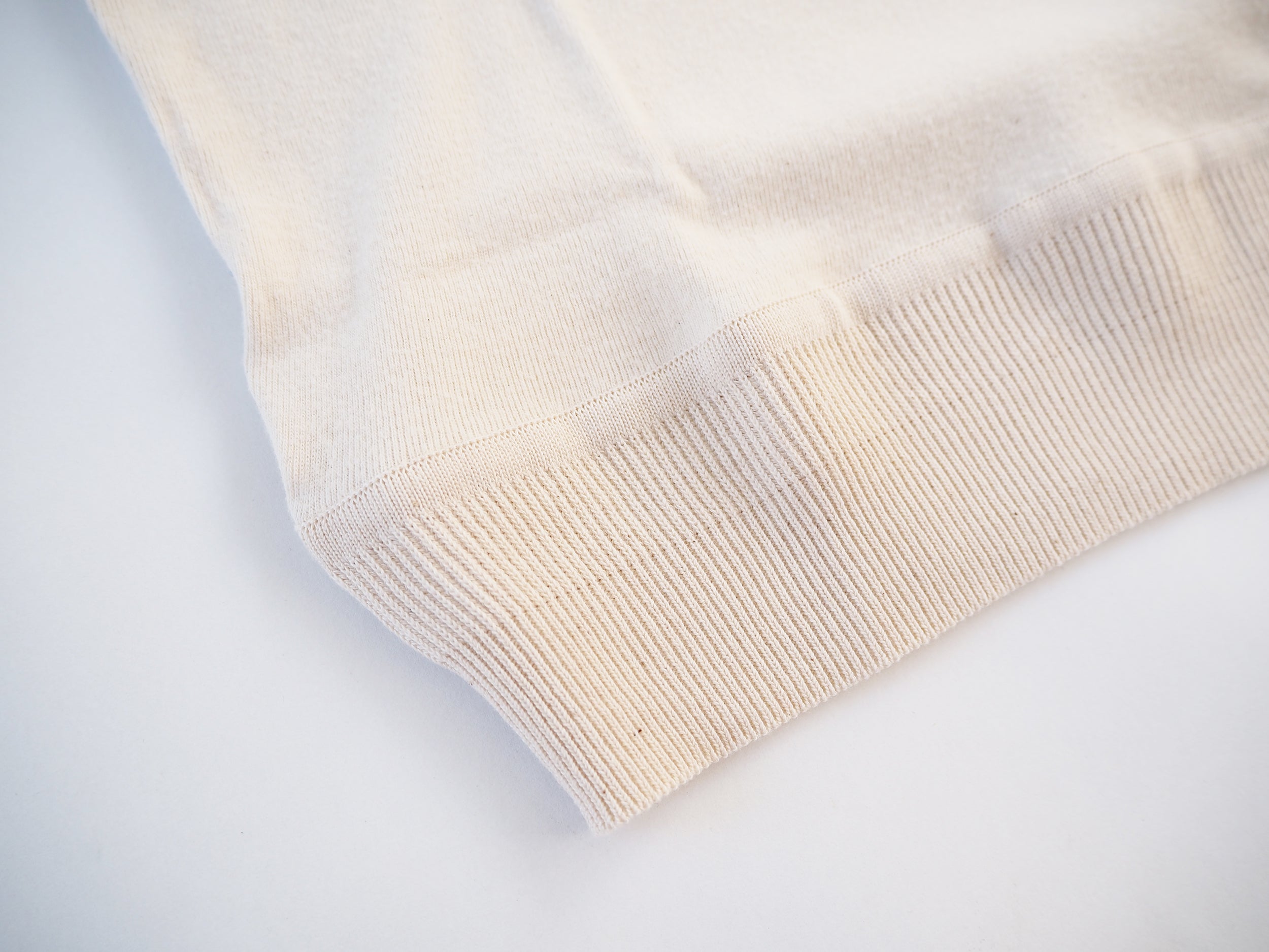Cotton rib crew neck compact short sleeve, Natural