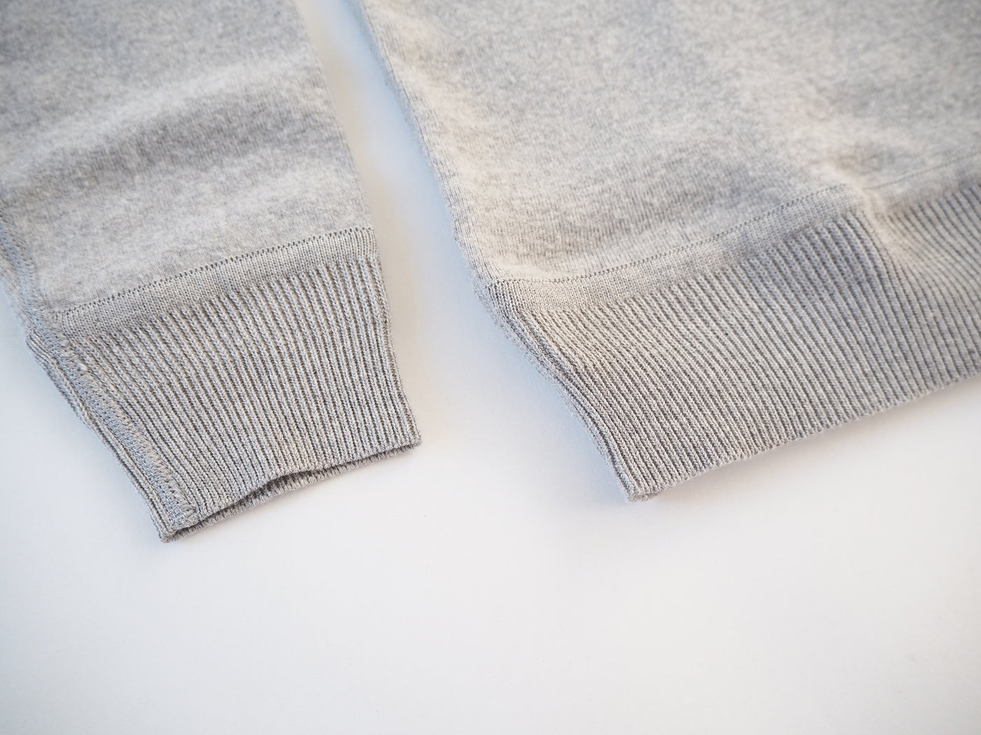 Cotton Ribbed Crew Neck Ribbed Hem Long Sleeve, Gray