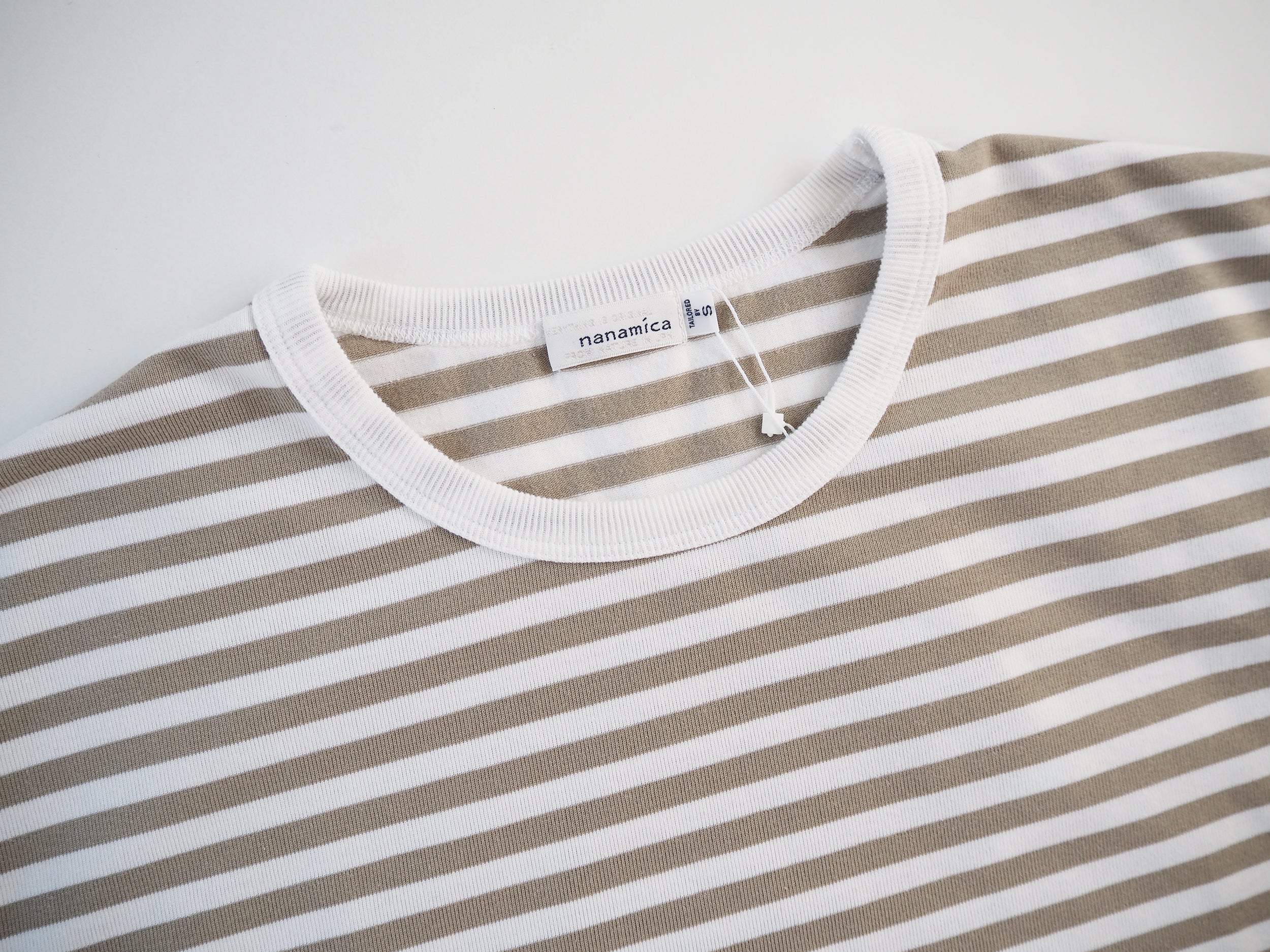 Coolmax Stripe Jersey Tee, Taupe x White
