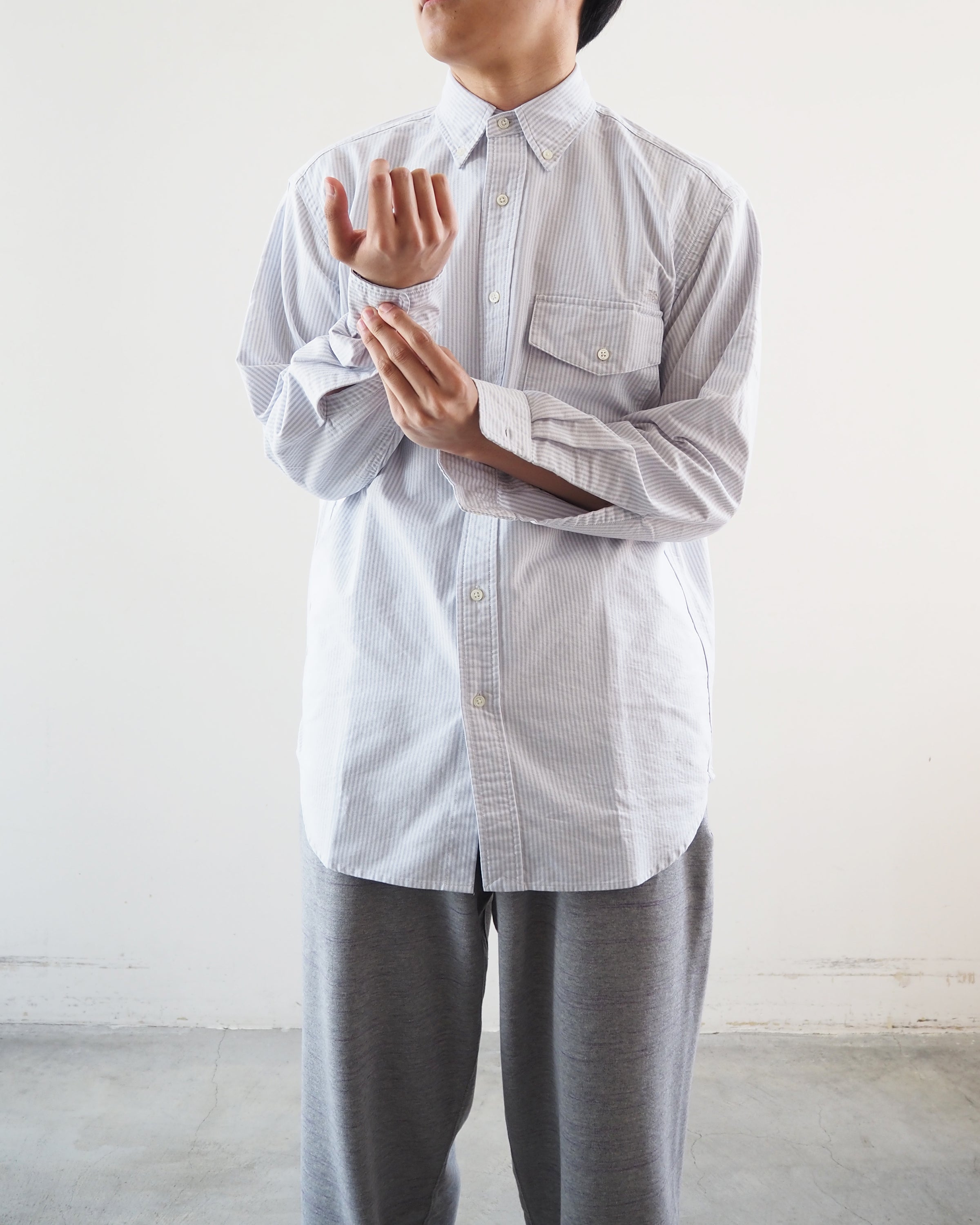 Cotton polyester striped ox button-down shirt, Asphalt Gray