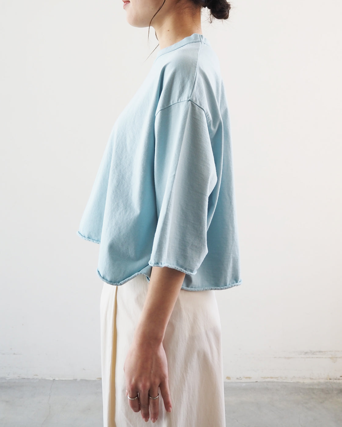 High Gauge Plating Cut Off Short Tee, Mint Blue