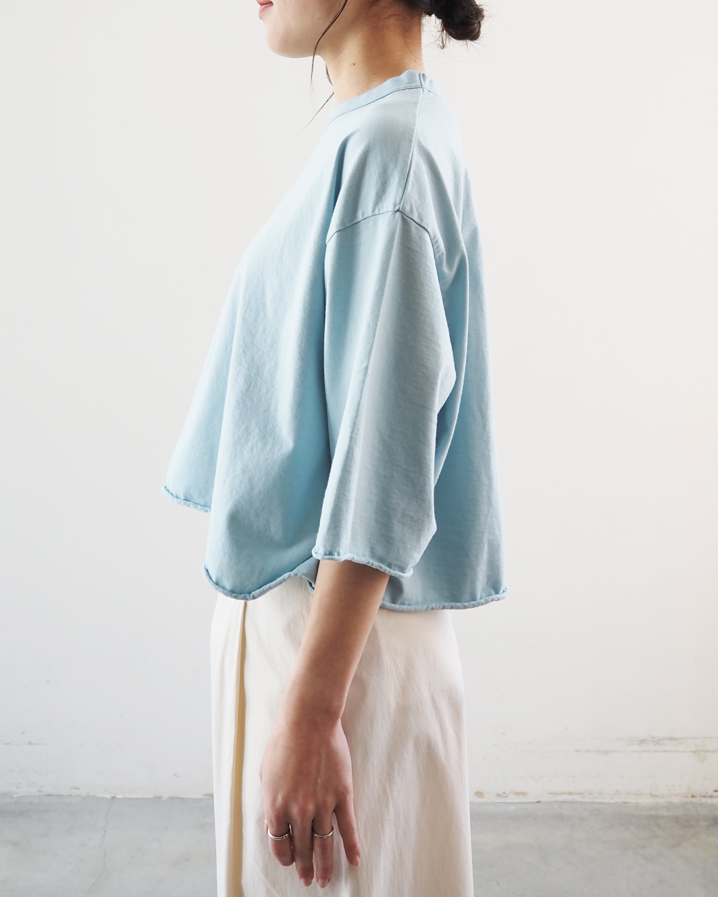 High Gauge Plating Cut Off Short Tee, Mint Blue