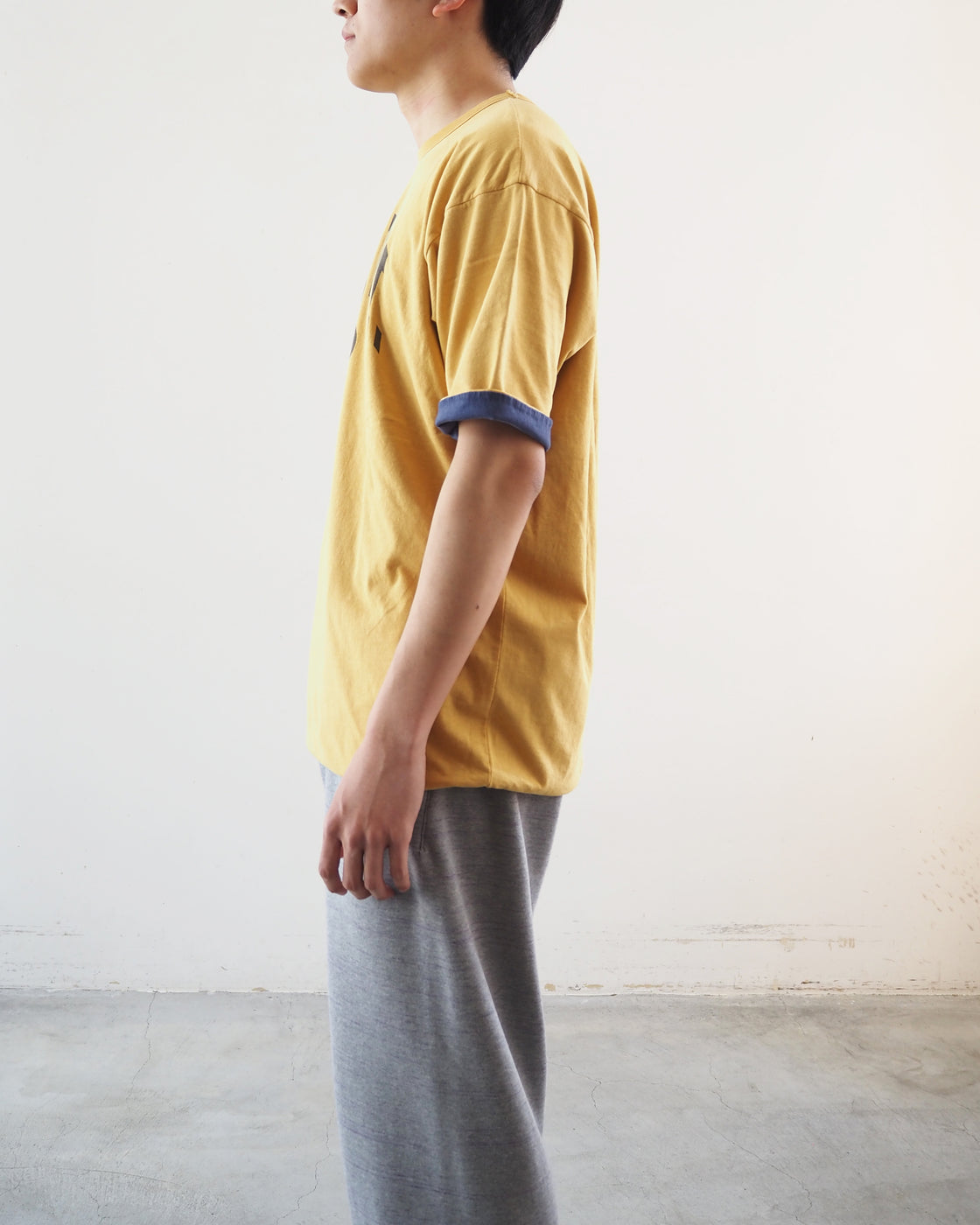 Reversible Short-Sleeved Tee Shirt, Yellow x Navy