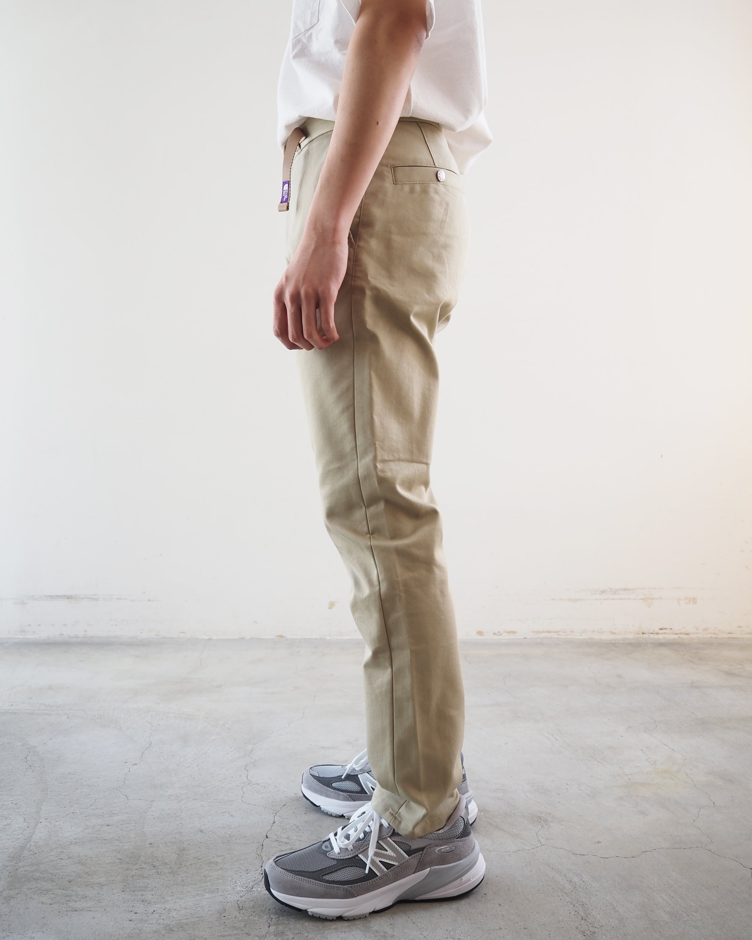 Stretch twill tapered pants, Beige