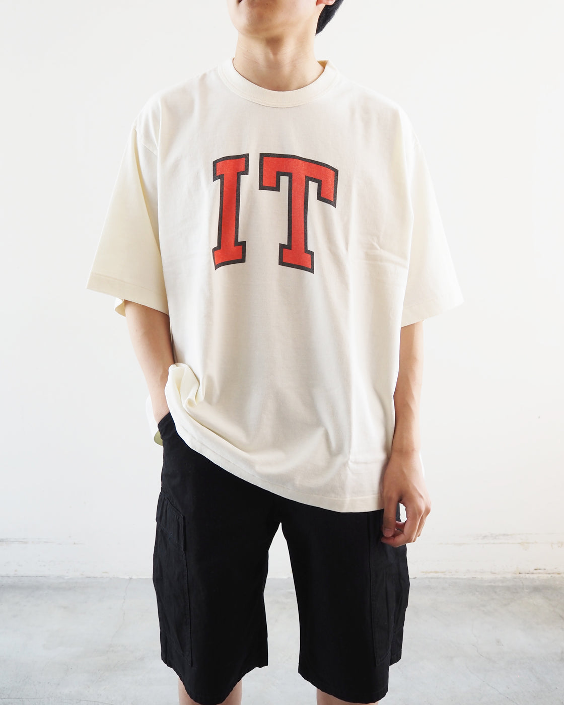 Cotton Rayon 88/12 Printed Tee, Ivory #A