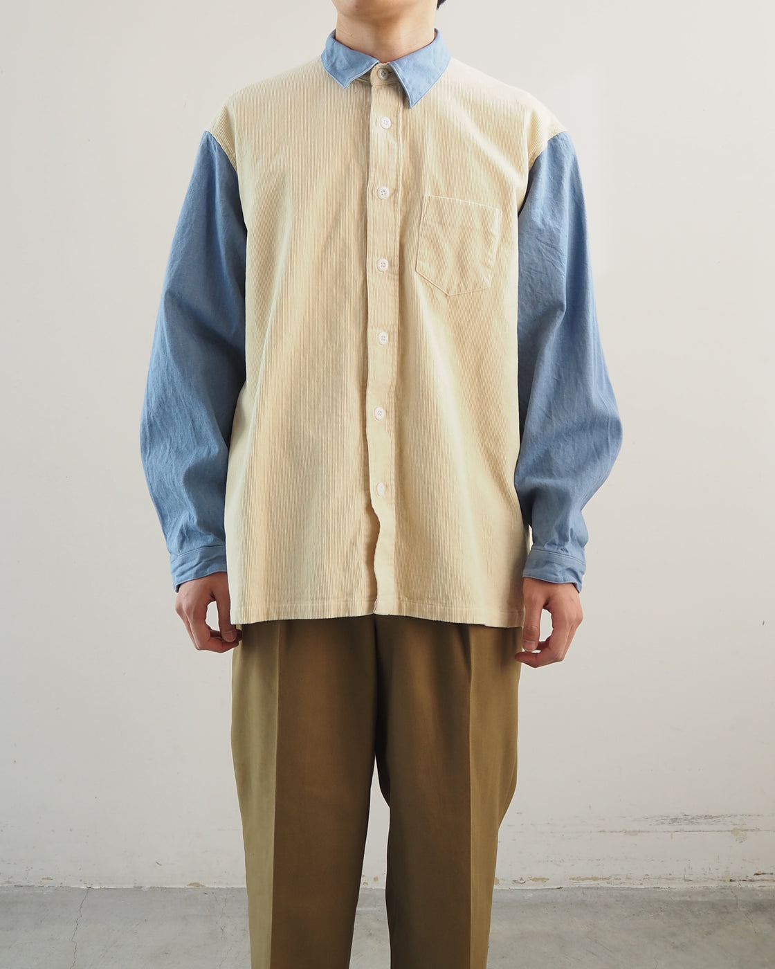 DENIM×Corduroy Shirts, White