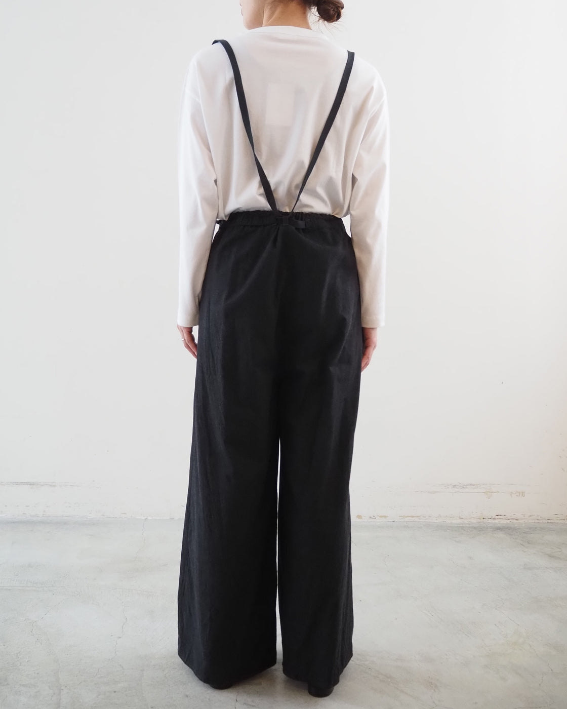 Selvage Twill Suspender Easy Wide Pants, Heater Black