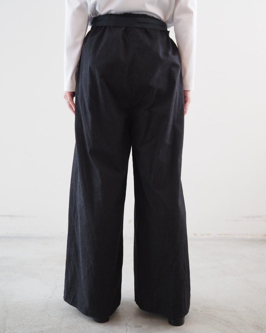 Selvage Twill Suspender Easy Wide Pants, Heater Black