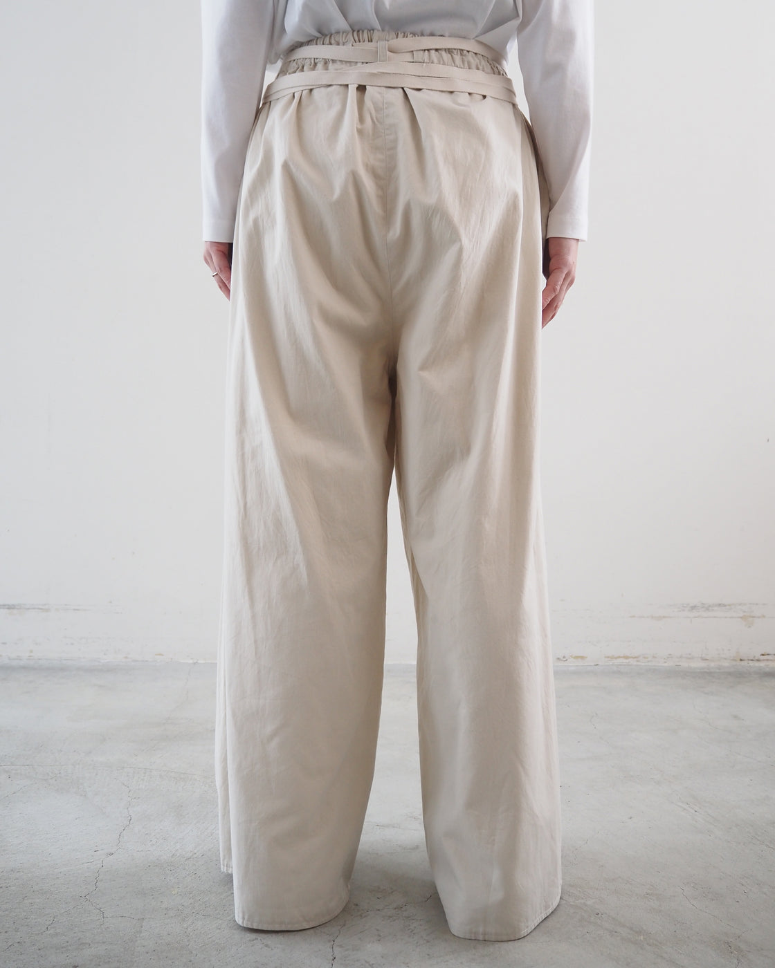 Selvage Twill Suspender Easy Wide Pants, Smoke Ivory
