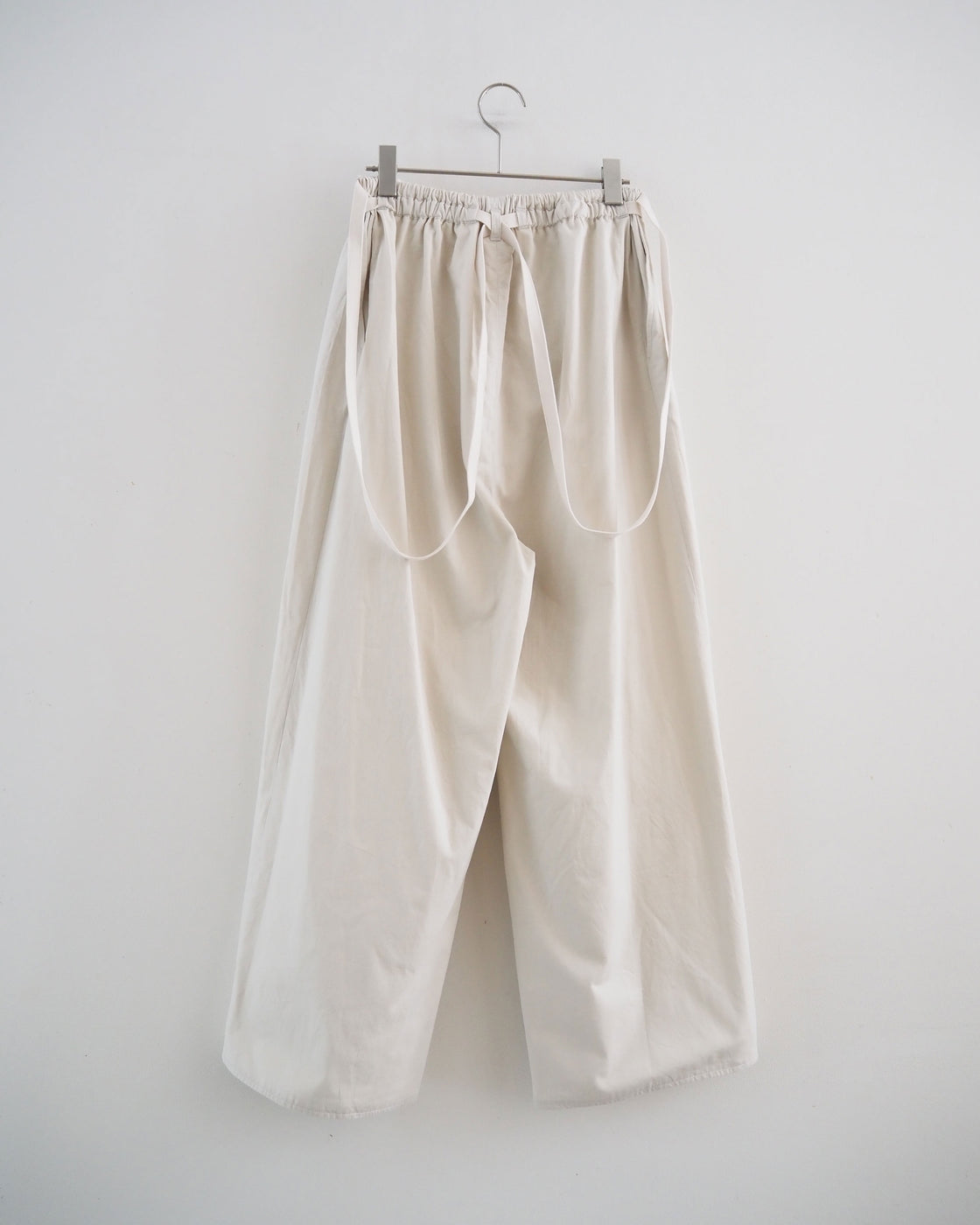 Selvage Twill Suspender Easy Wide Pants, Smoke Ivory