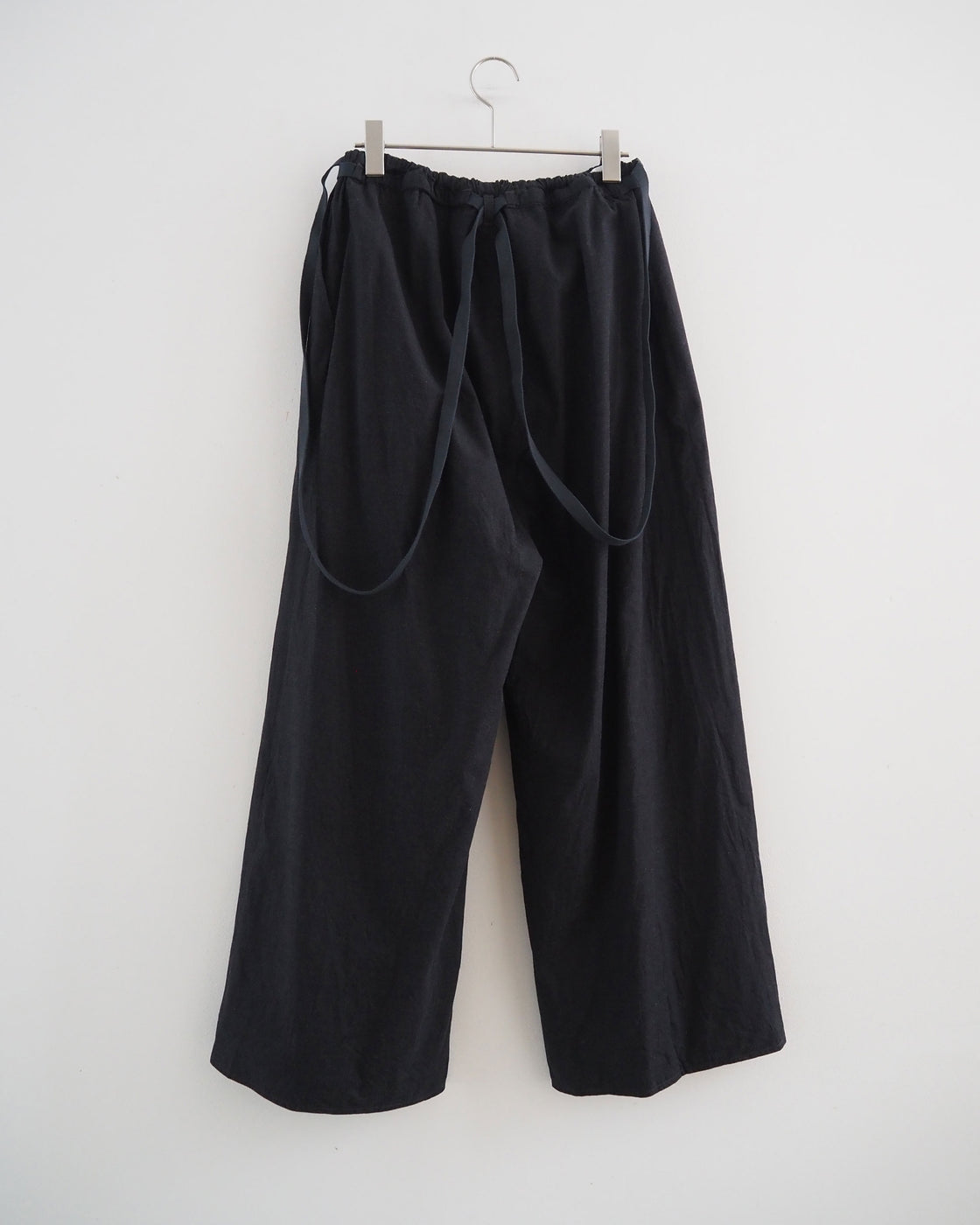 Selvage Twill Suspender Easy Wide Pants, Heater Black