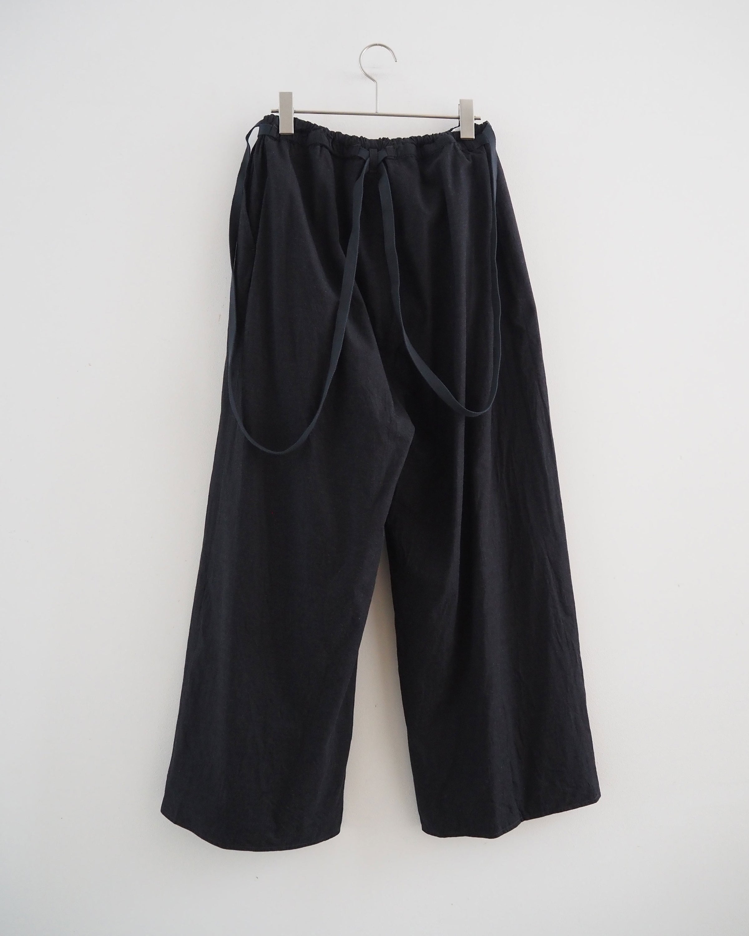 Selvage Twill Suspender Easy Wide Pants, Heater Black